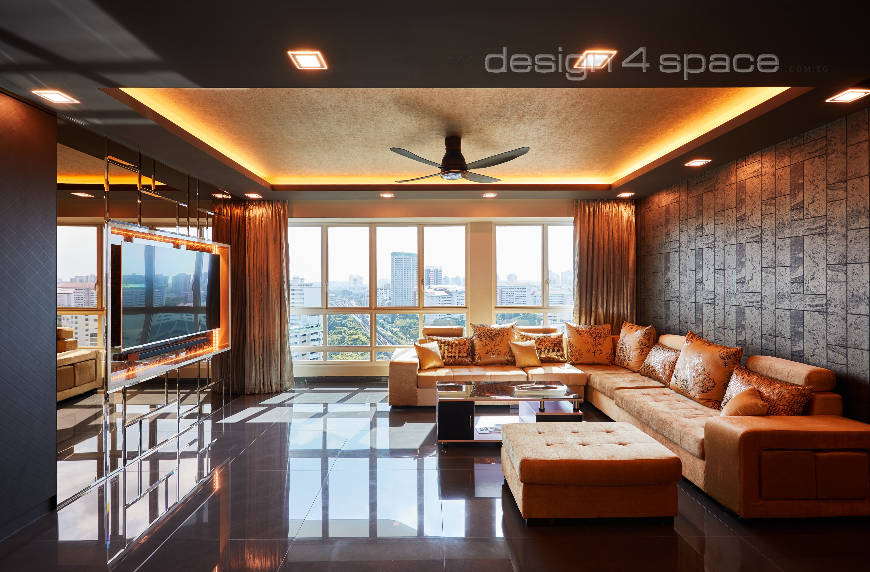 Modern Design - Living Room - HDB 5 Room - Design by Design 4 Space Pte Ltd