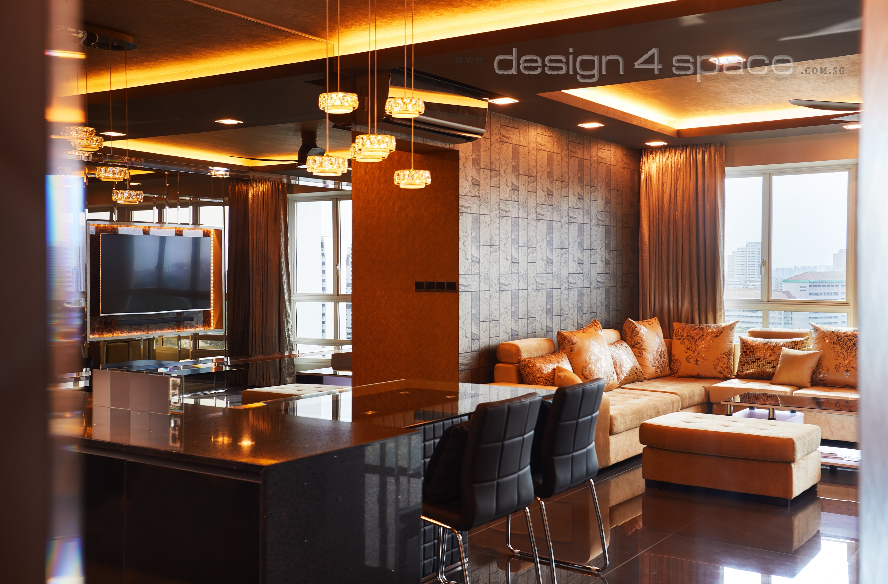 Modern Design - Living Room - HDB 5 Room - Design by Design 4 Space Pte Ltd