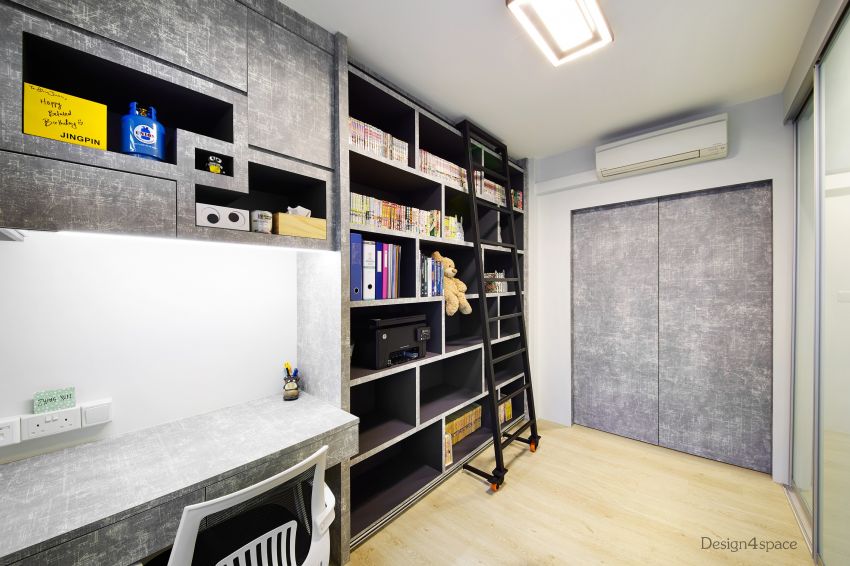 Industrial, Scandinavian Design - Study Room - HDB 5 Room - Design by Design 4 Space Pte Ltd