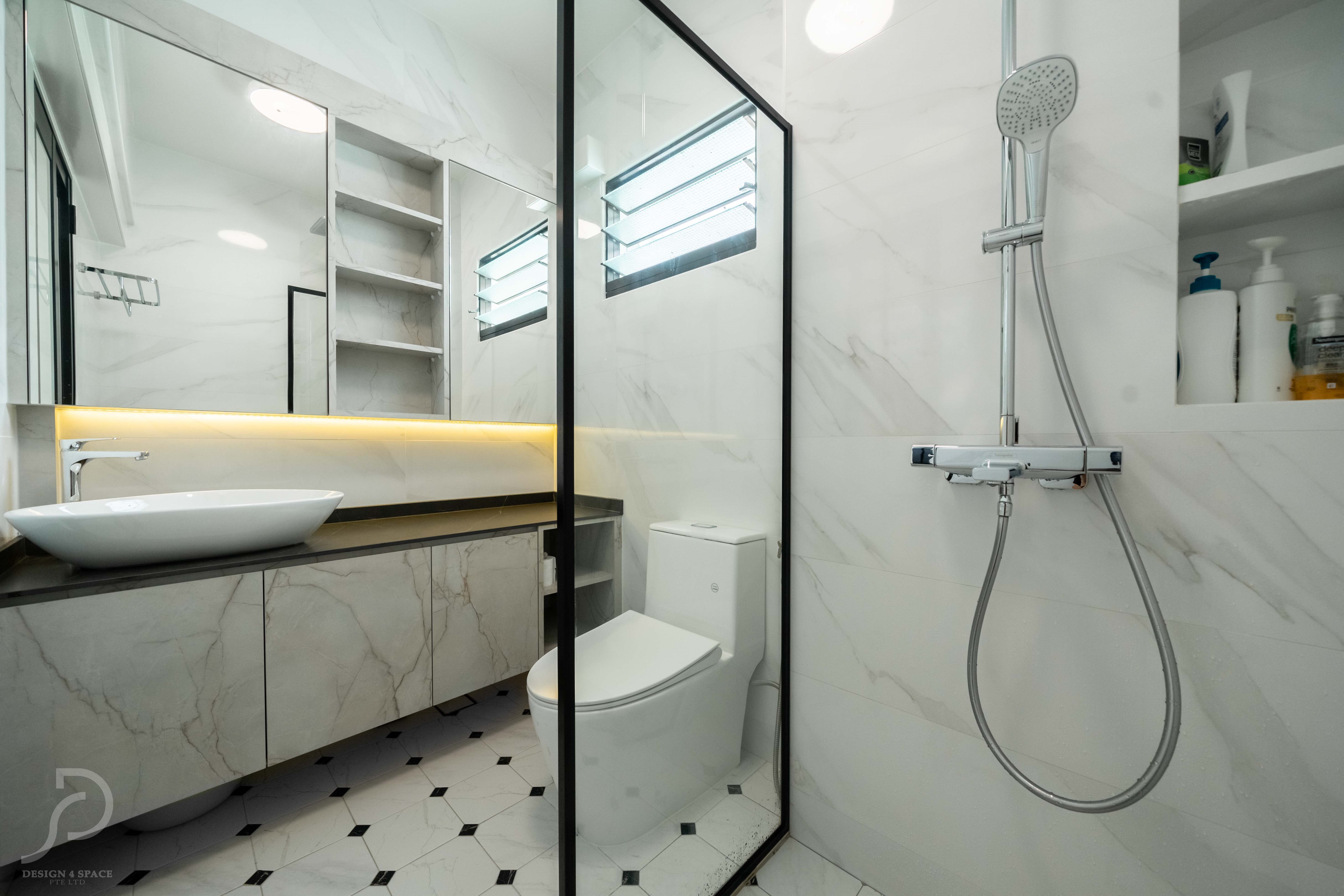 Classical, Contemporary Design - Bathroom - HDB 5 Room - Design by Design 4 Space Pte Ltd