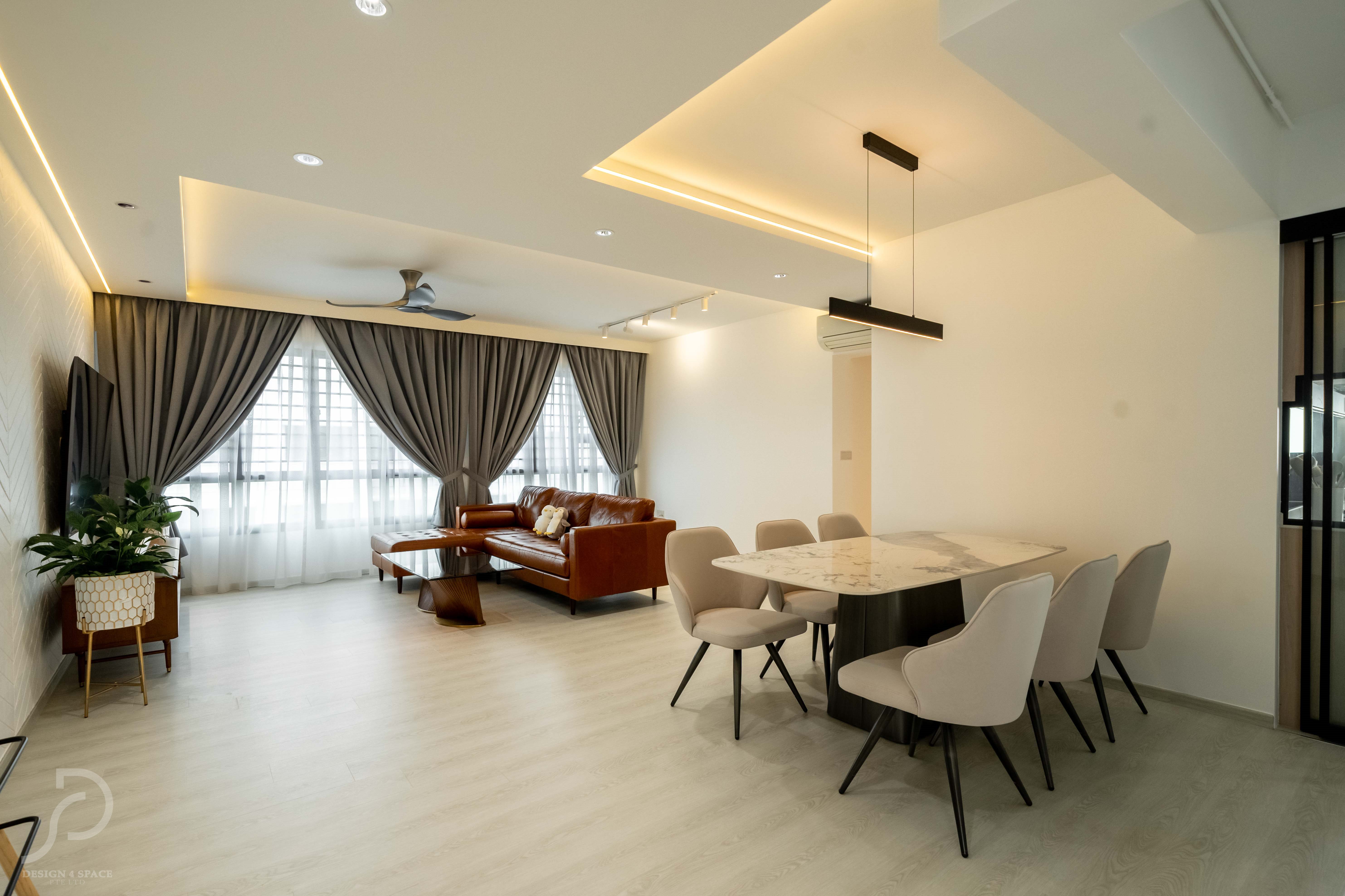 Classical, Contemporary Design - Living Room - HDB 5 Room - Design by Design 4 Space Pte Ltd