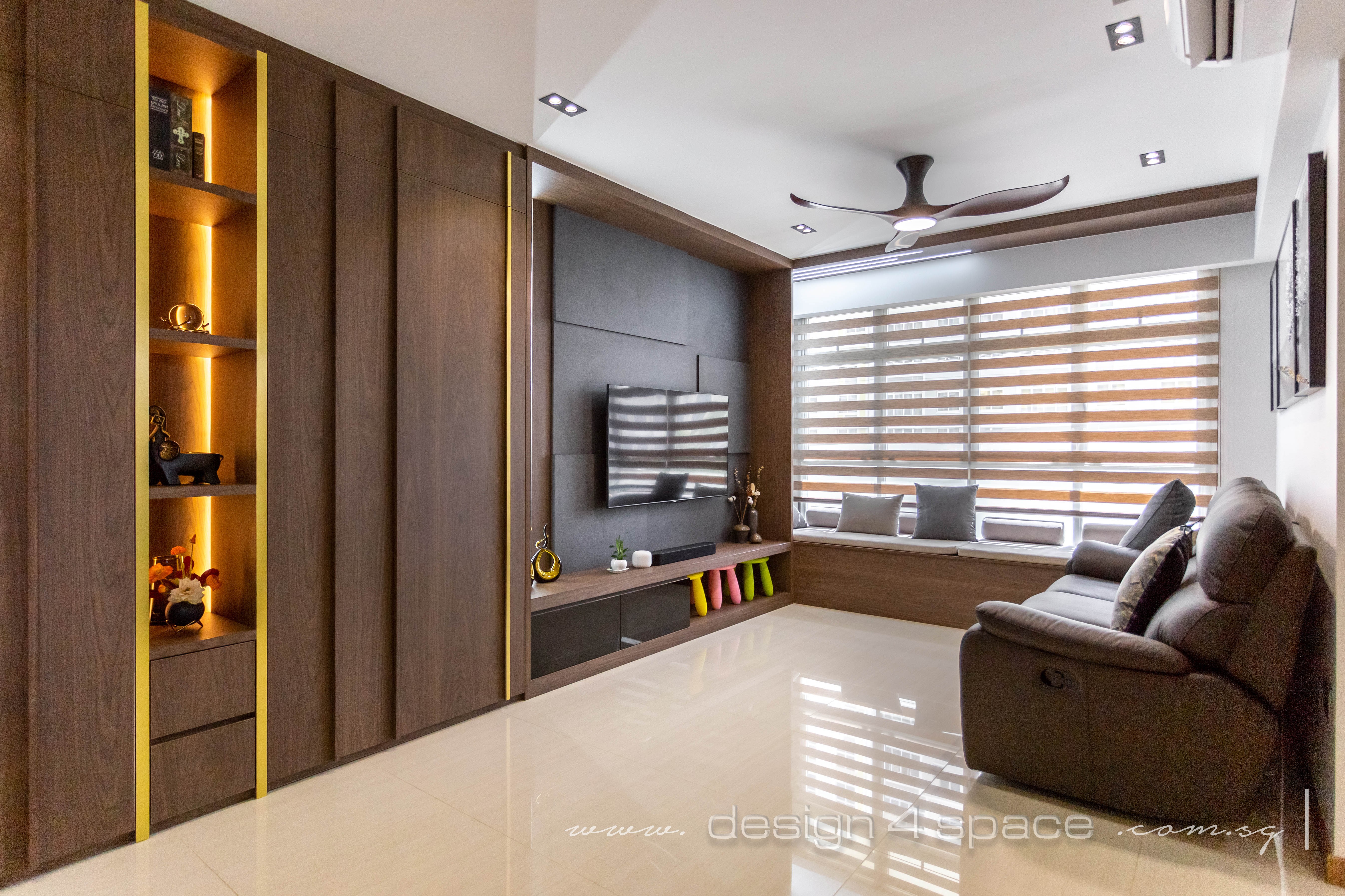 Contemporary, Modern Design - Living Room - HDB 5 Room - Design by Design 4 Space Pte Ltd