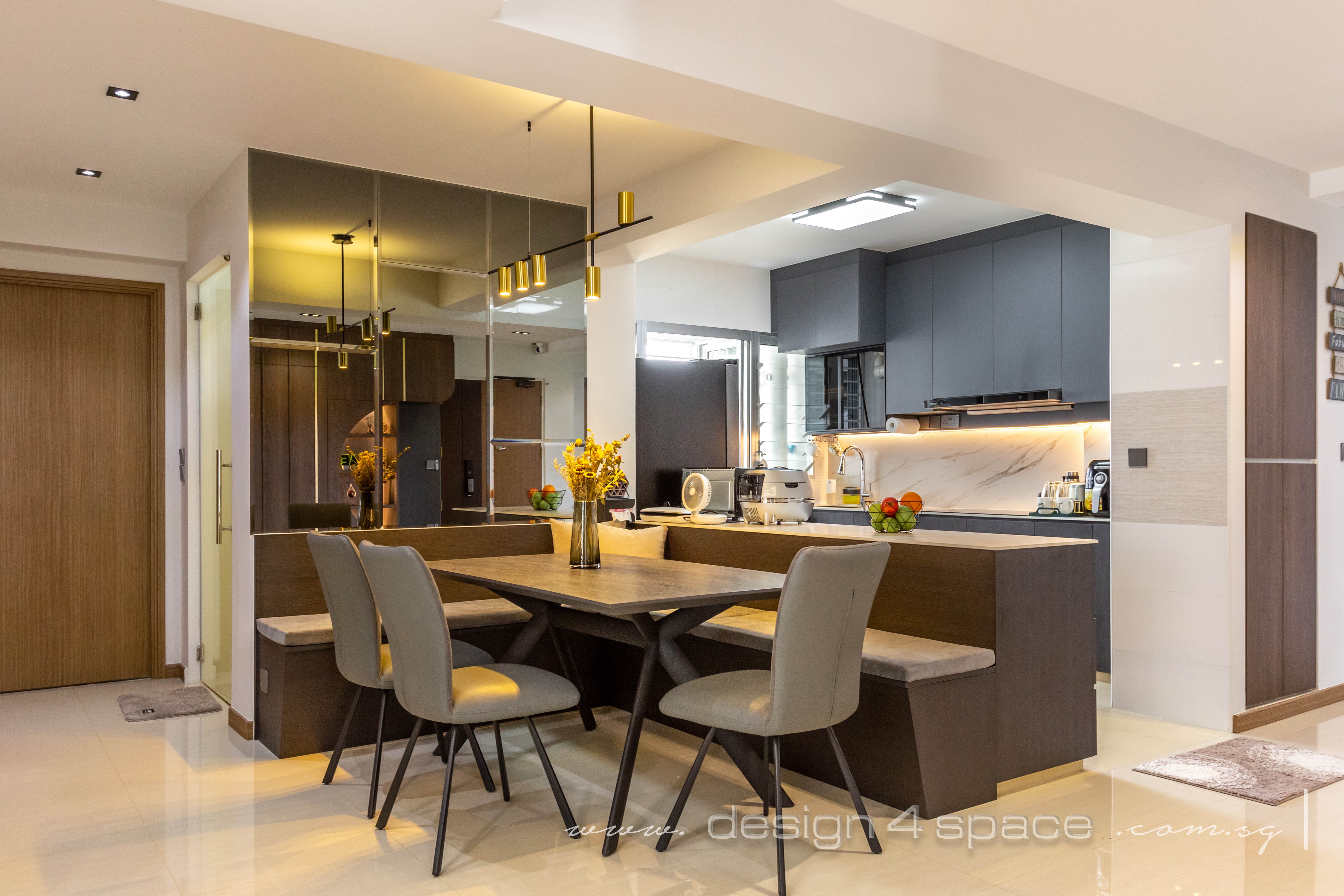 Contemporary, Modern Design - Dining Room - HDB 5 Room - Design by Design 4 Space Pte Ltd