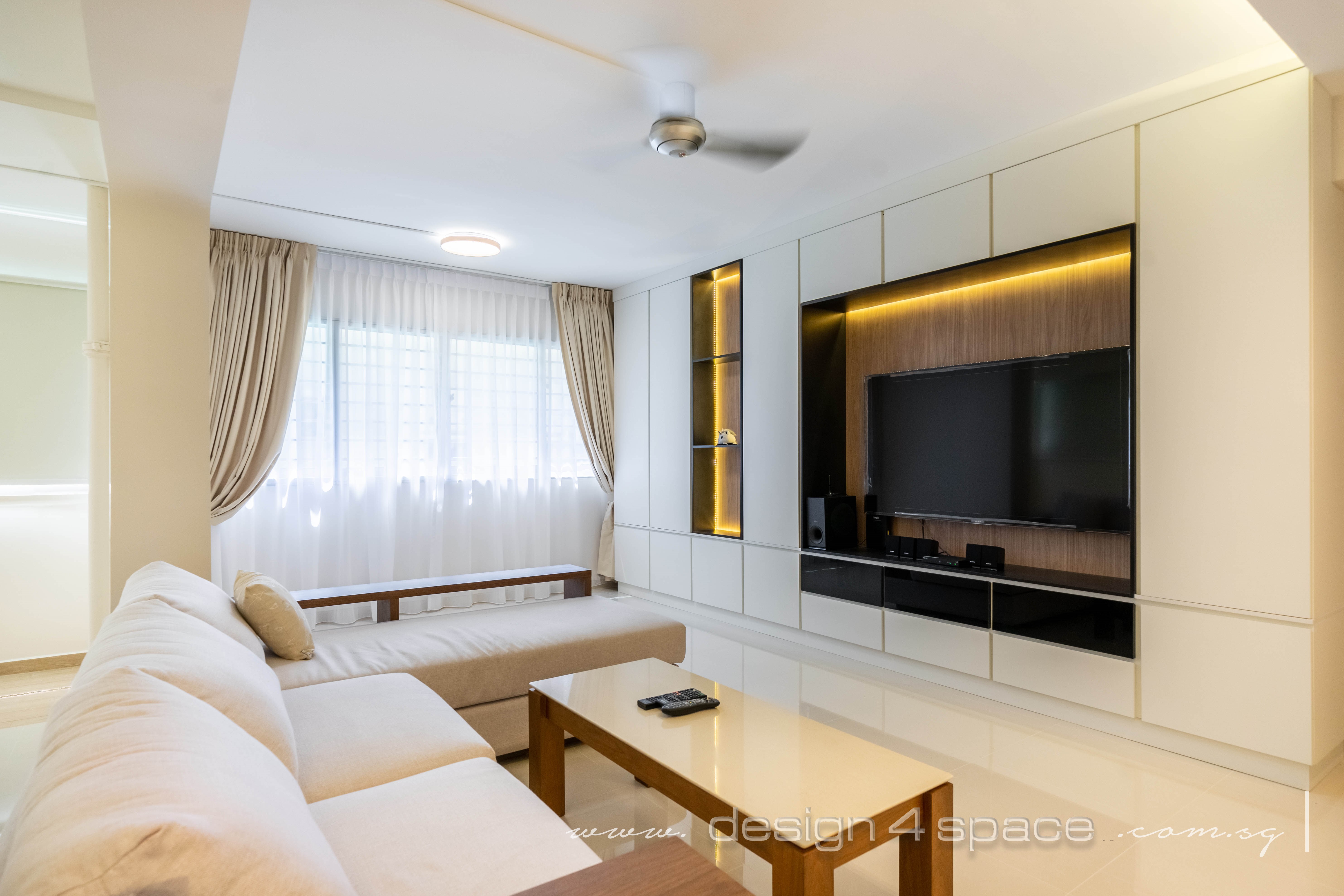 Contemporary, Modern Design - Living Room - HDB Executive Apartment - Design by Design 4 Space Pte Ltd