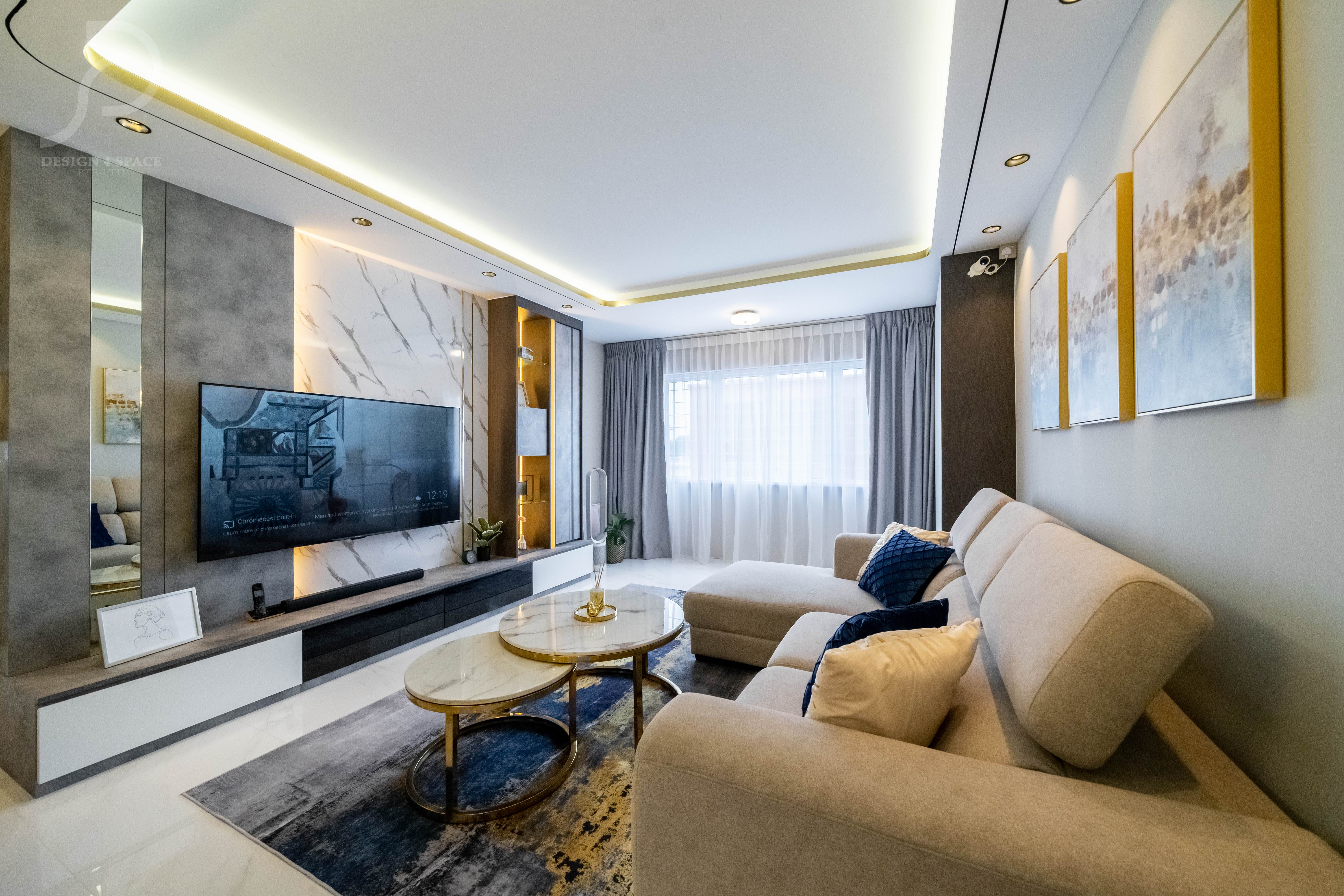 Modern Design - Living Room - HDB 5 Room - Design by Design 4 Space Pte Ltd