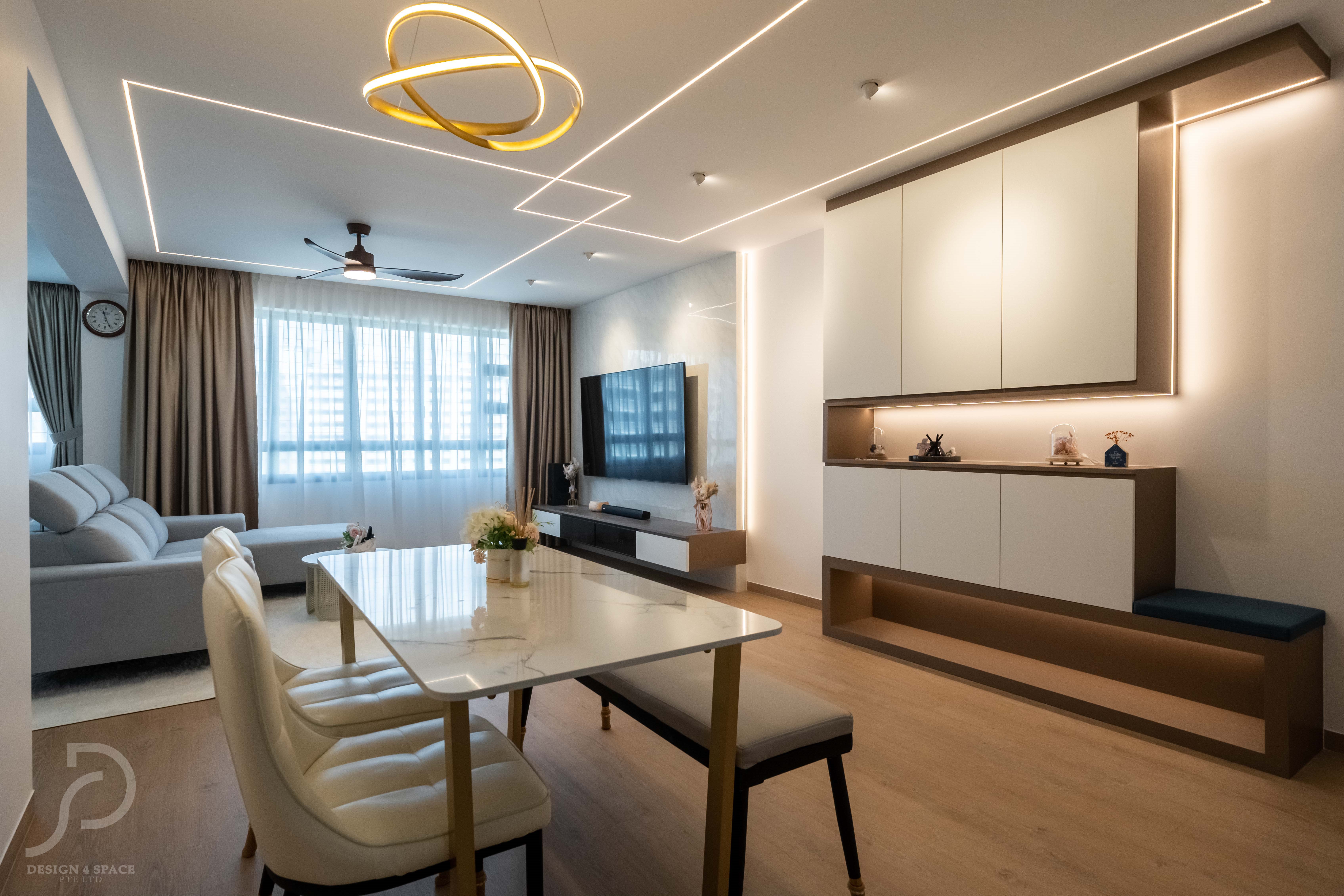 Contemporary, Minimalist Design - Living Room - HDB 5 Room - Design by Design 4 Space Pte Ltd