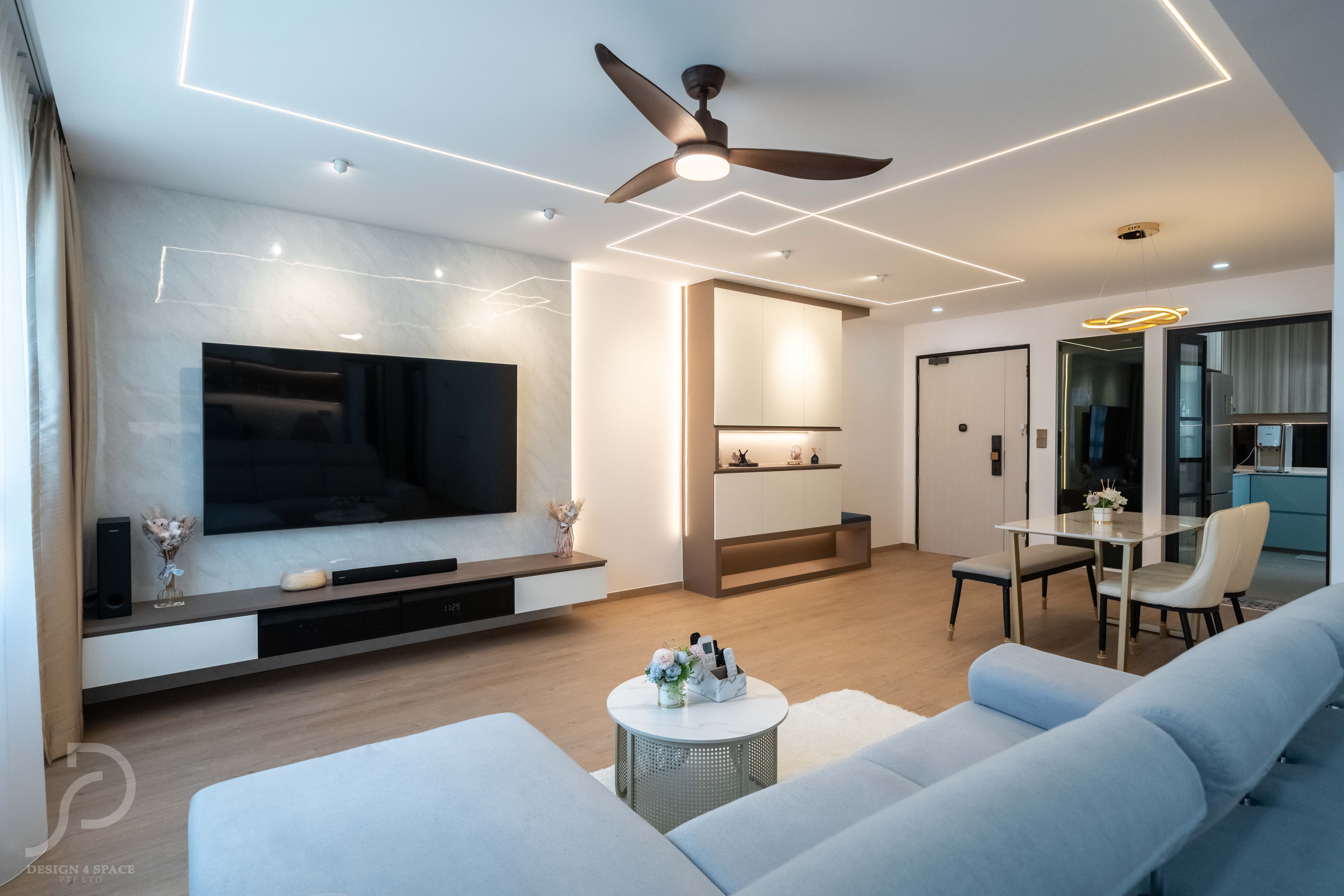 Contemporary, Minimalist Design - Living Room - HDB 5 Room - Design by Design 4 Space Pte Ltd
