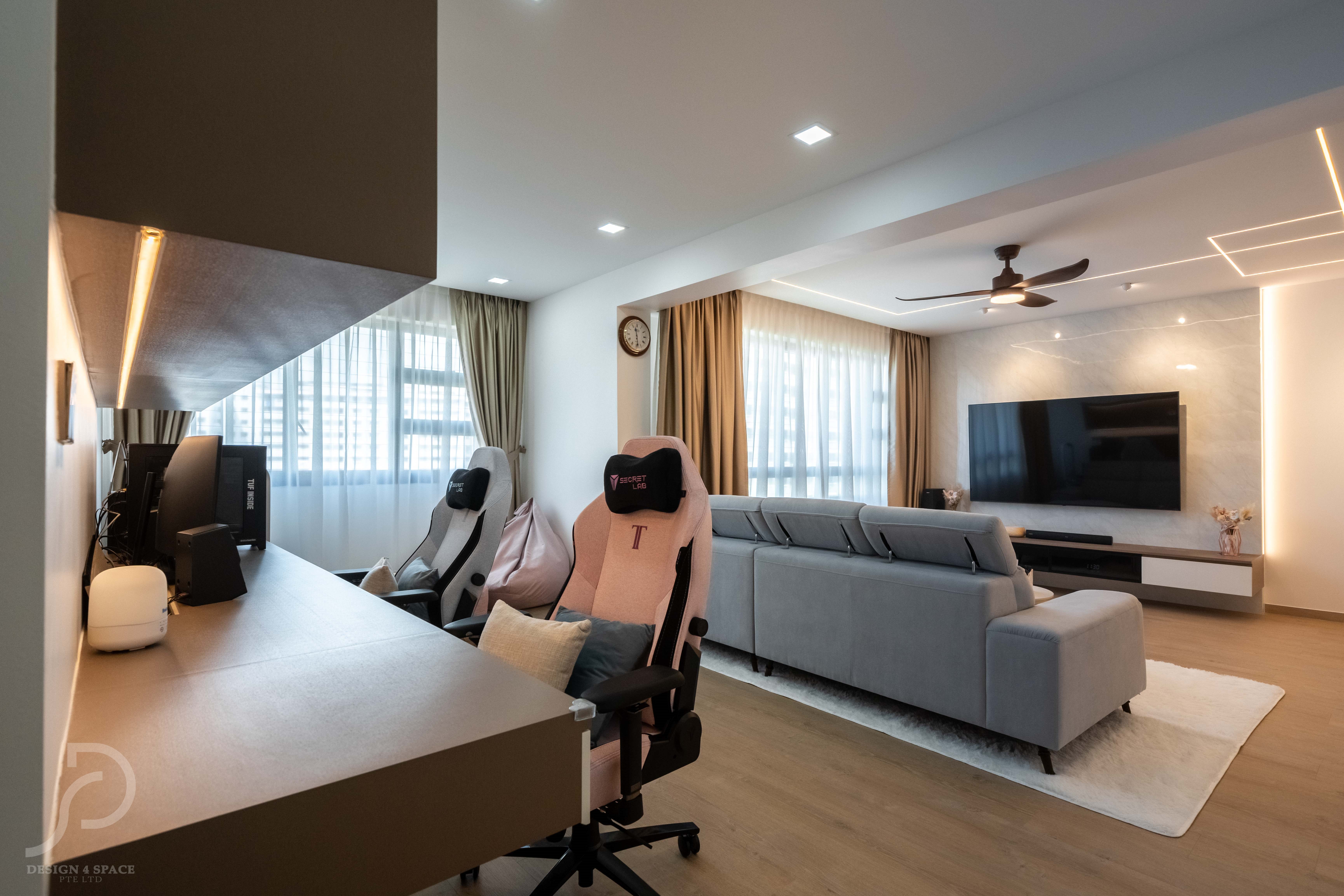 Contemporary, Minimalist Design - Study Room - HDB 5 Room - Design by Design 4 Space Pte Ltd