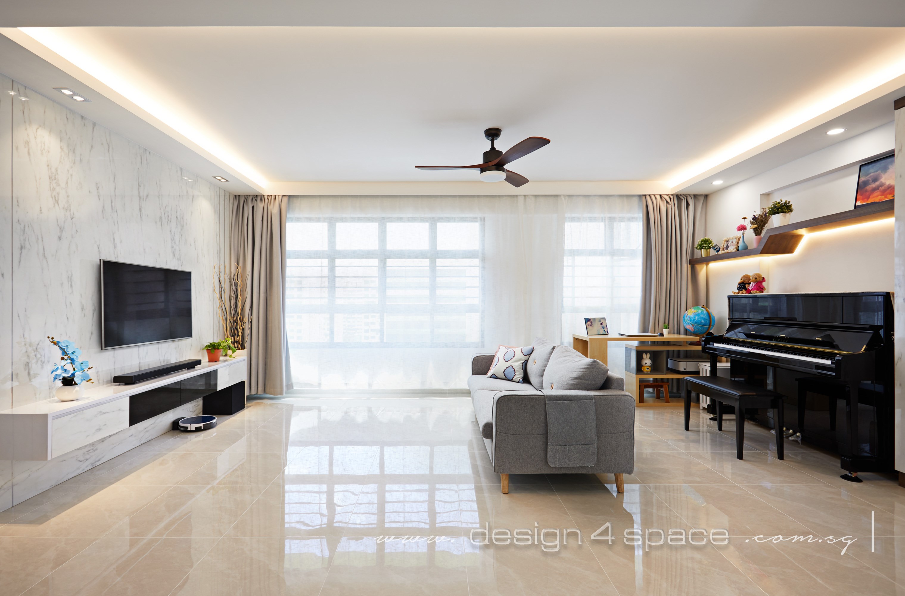 Contemporary, Scandinavian Design - Living Room - HDB 5 Room - Design by Design 4 Space Pte Ltd