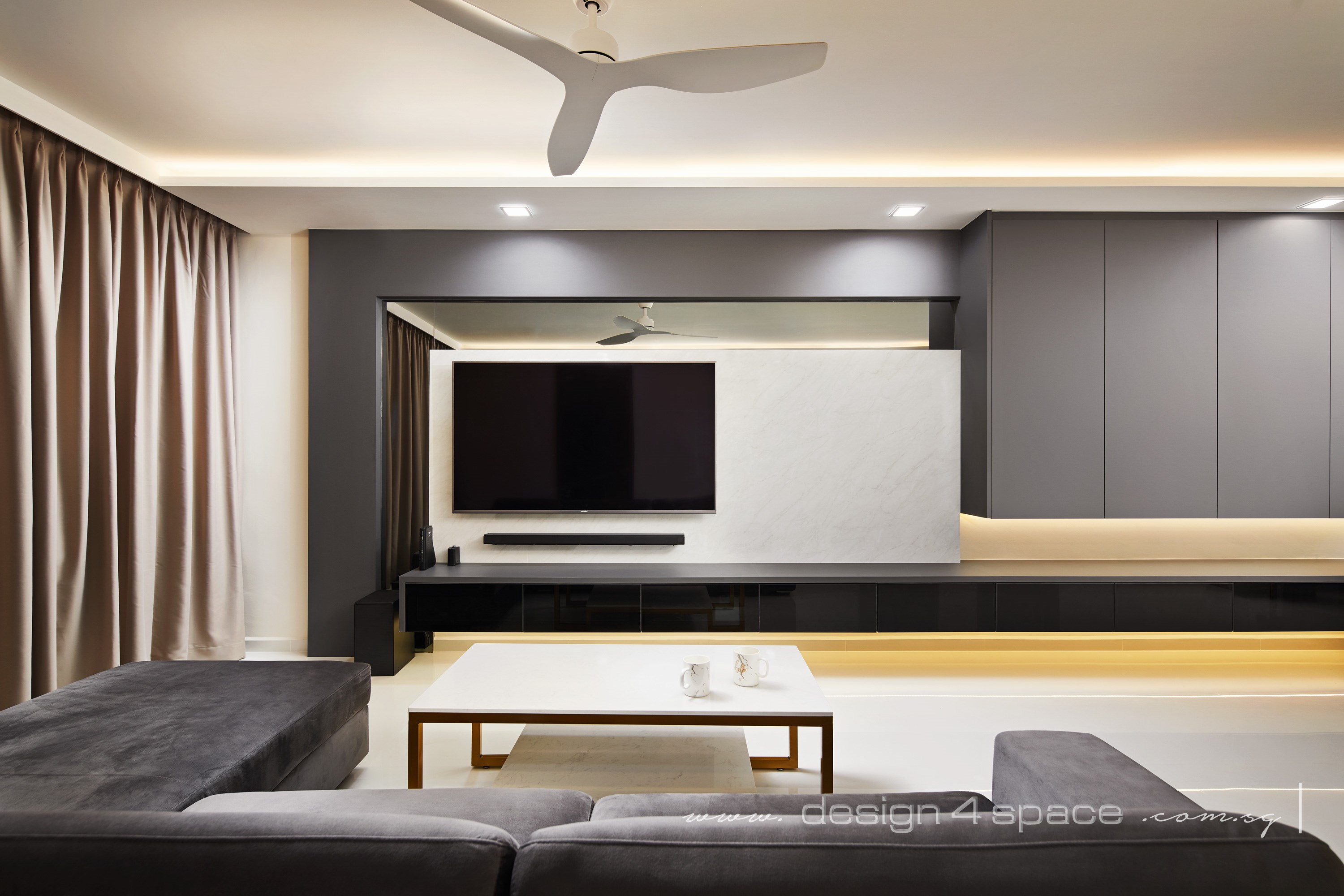 Modern Design - Living Room - HDB 5 Room - Design by Design 4 Space Pte Ltd