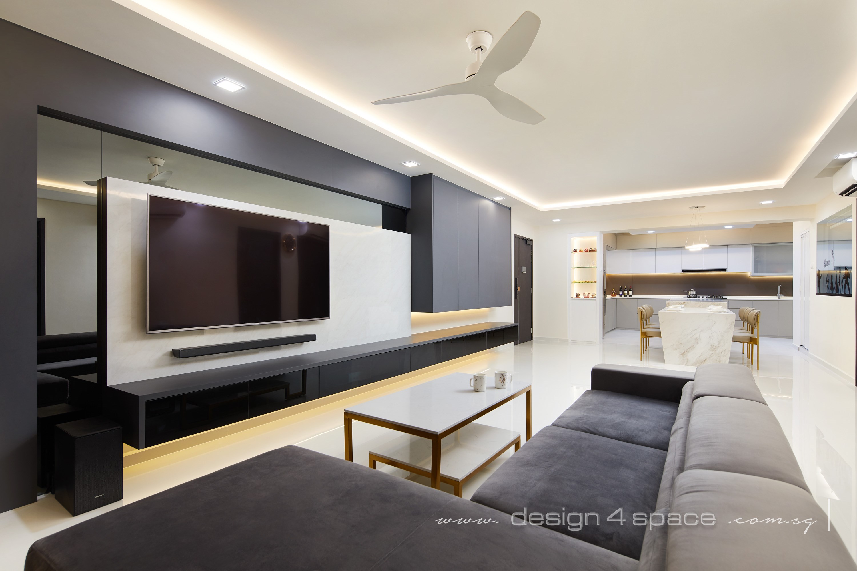 Modern Design - Living Room - HDB 5 Room - Design by Design 4 Space Pte Ltd