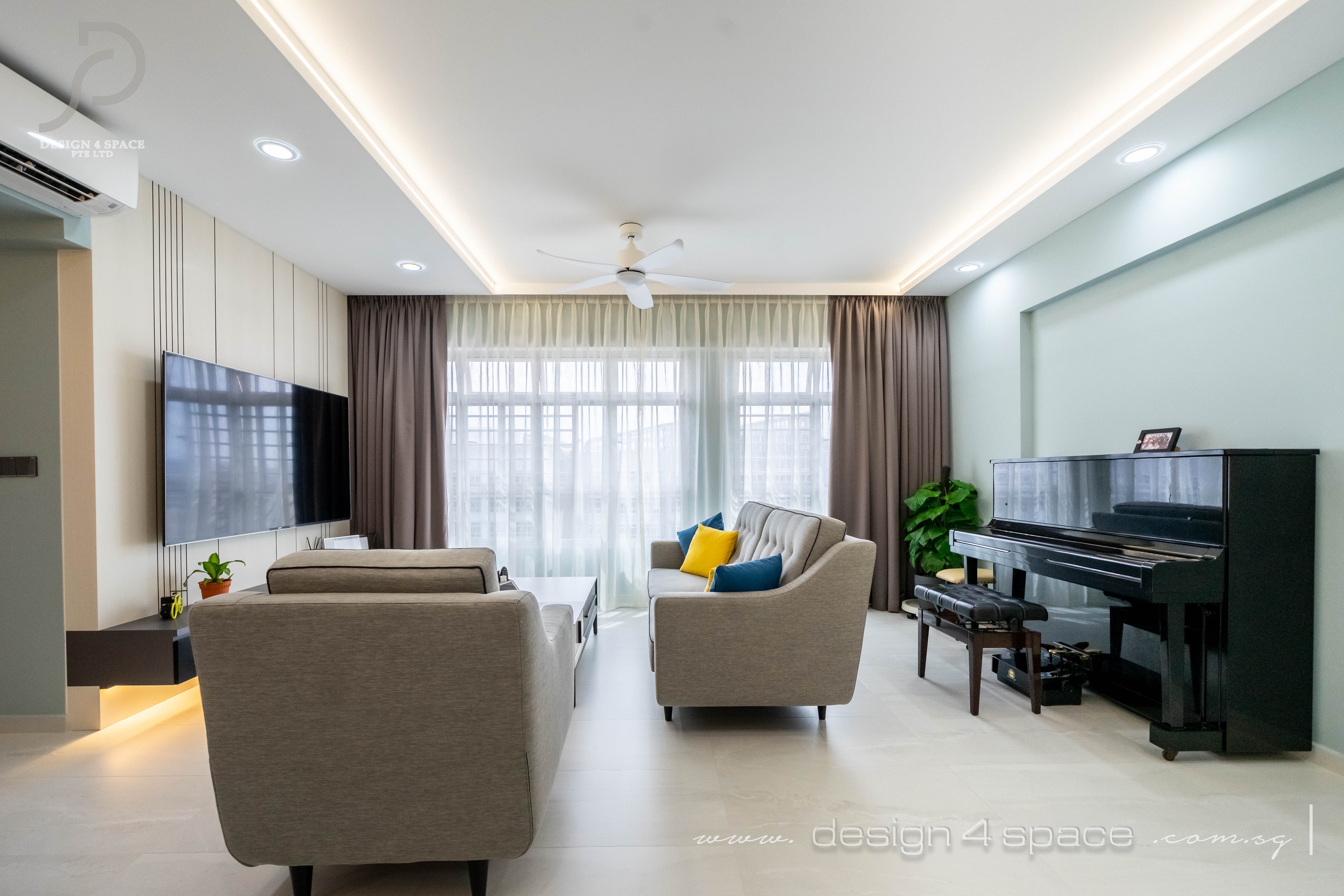 Modern Design - Living Room - HDB 5 Room - Design by Design 4 Space Pte Ltd