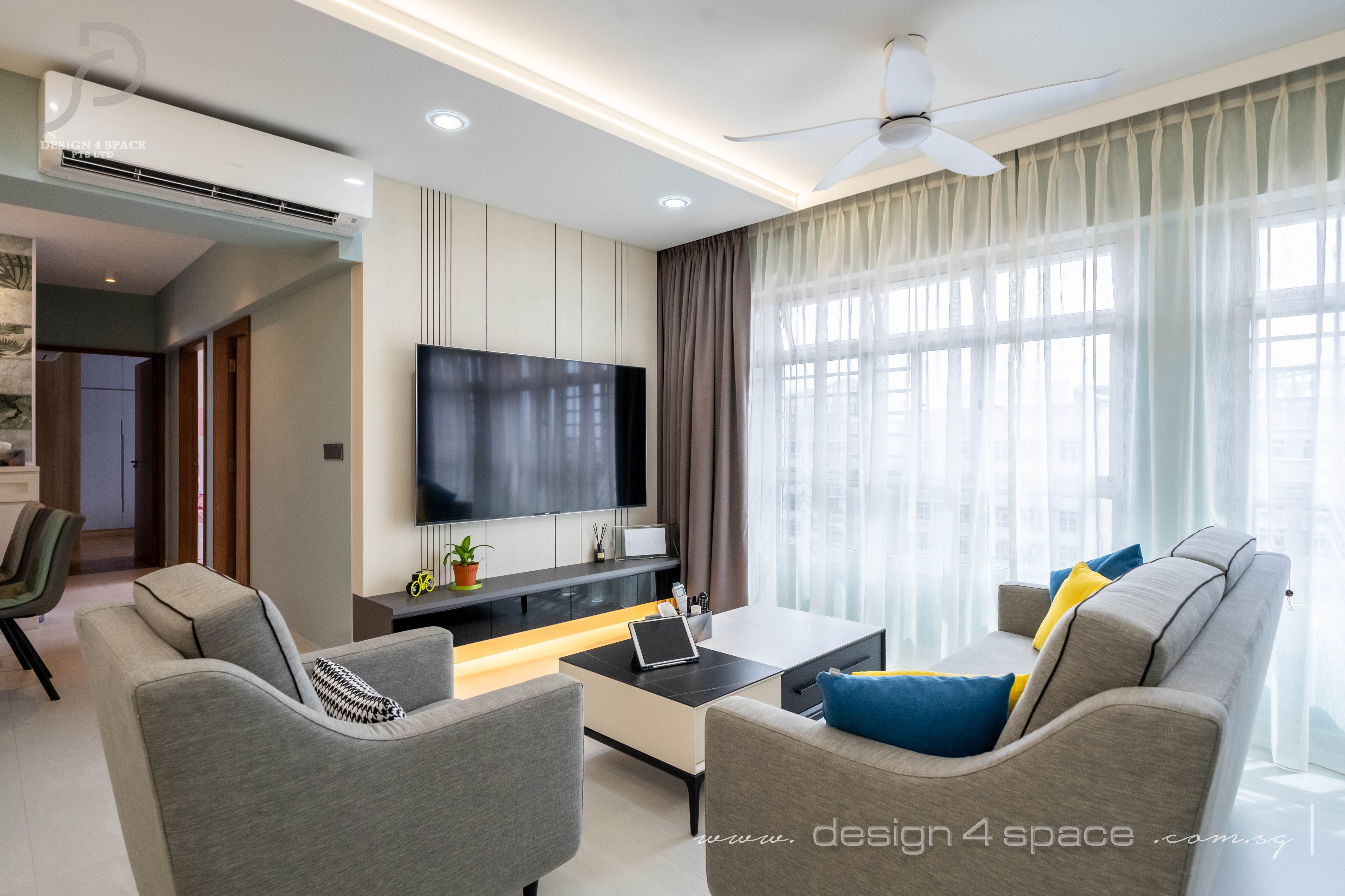 Modern Design - Living Room - HDB 5 Room - Design by Design 4 Space Pte Ltd