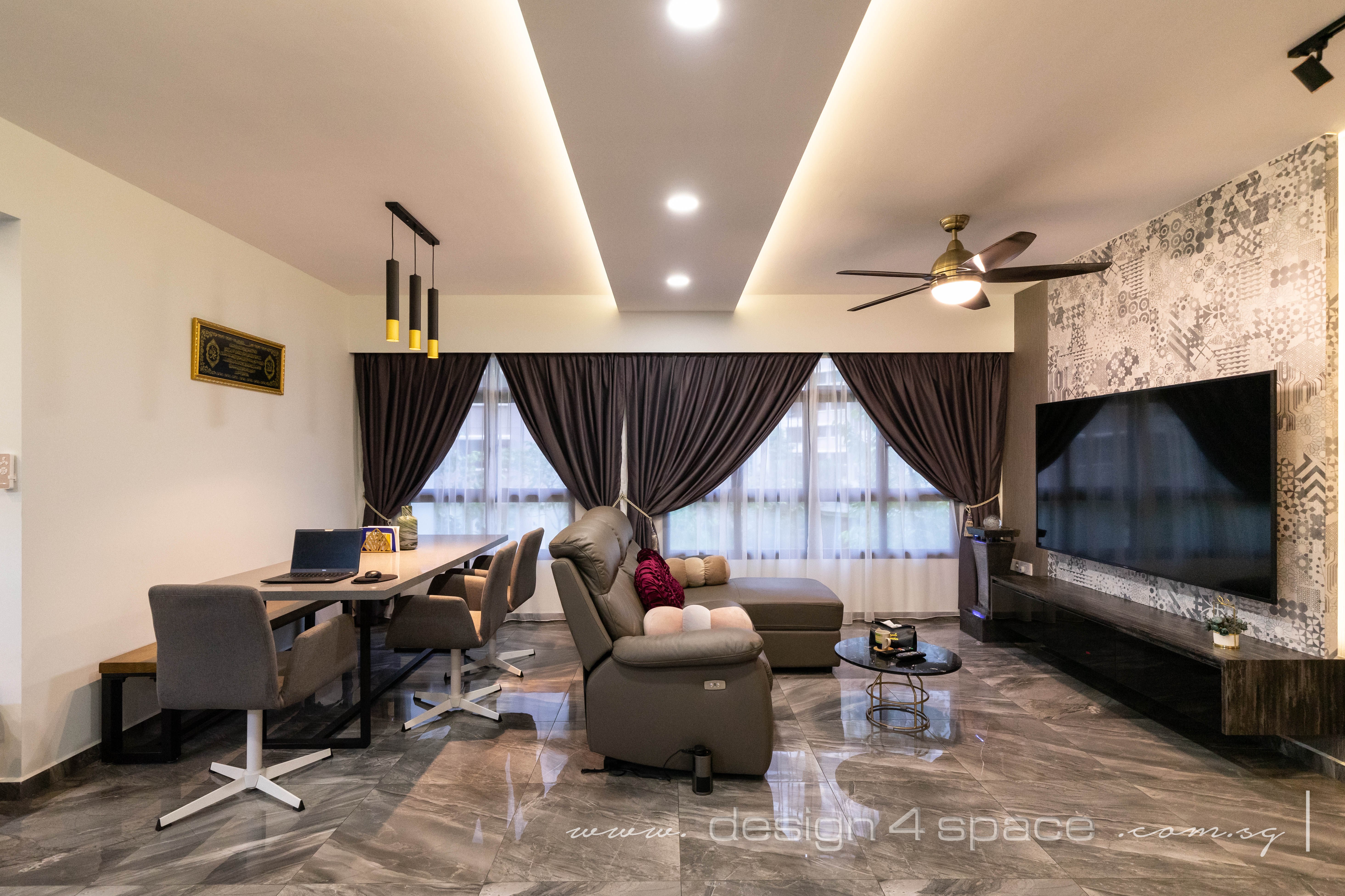 Contemporary Design - Living Room - HDB 5 Room - Design by Design 4 Space Pte Ltd