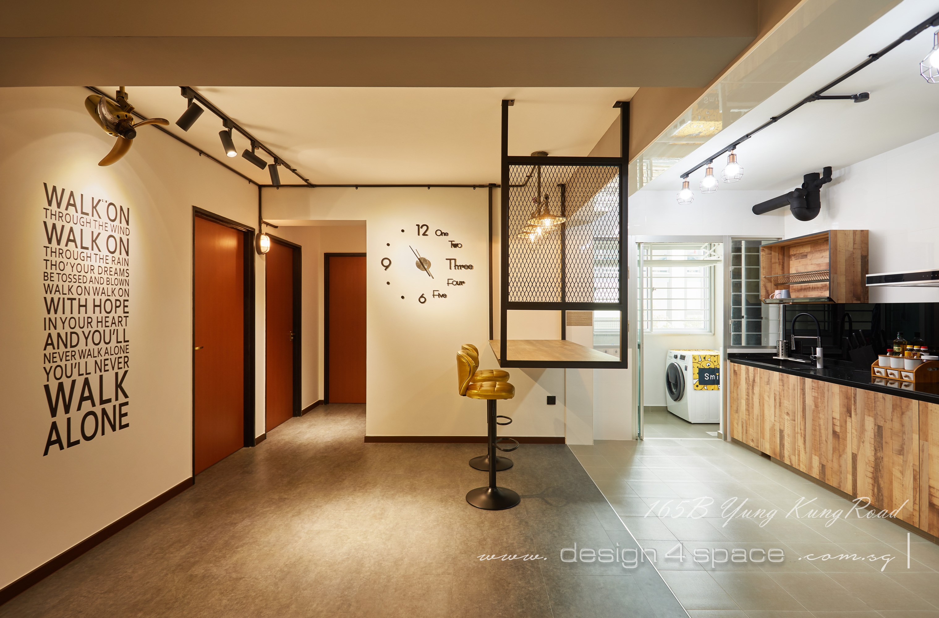 Industrial, Retro, Rustic Design - Kitchen - HDB 5 Room - Design by Design 4 Space Pte Ltd