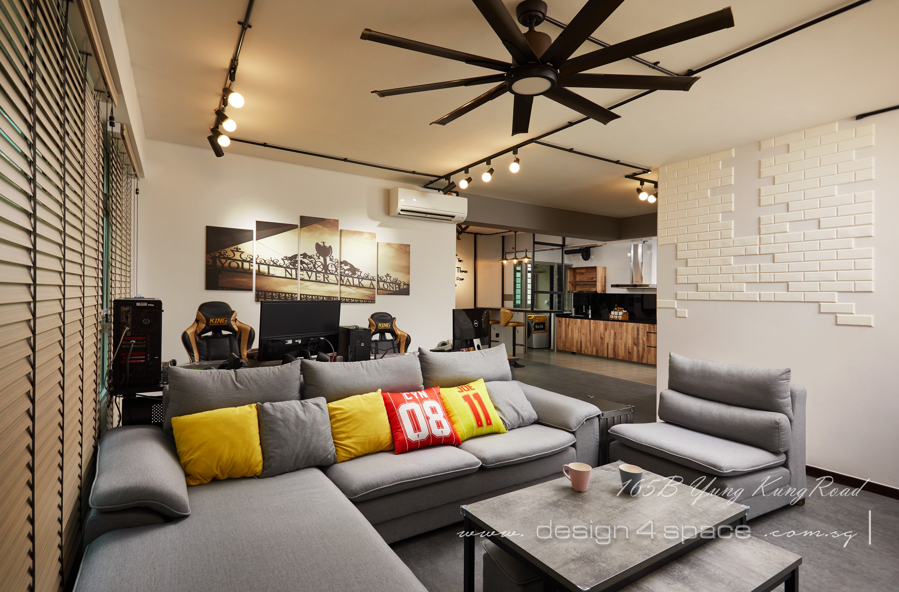 Industrial, Retro, Rustic Design - Living Room - HDB 5 Room - Design by Design 4 Space Pte Ltd