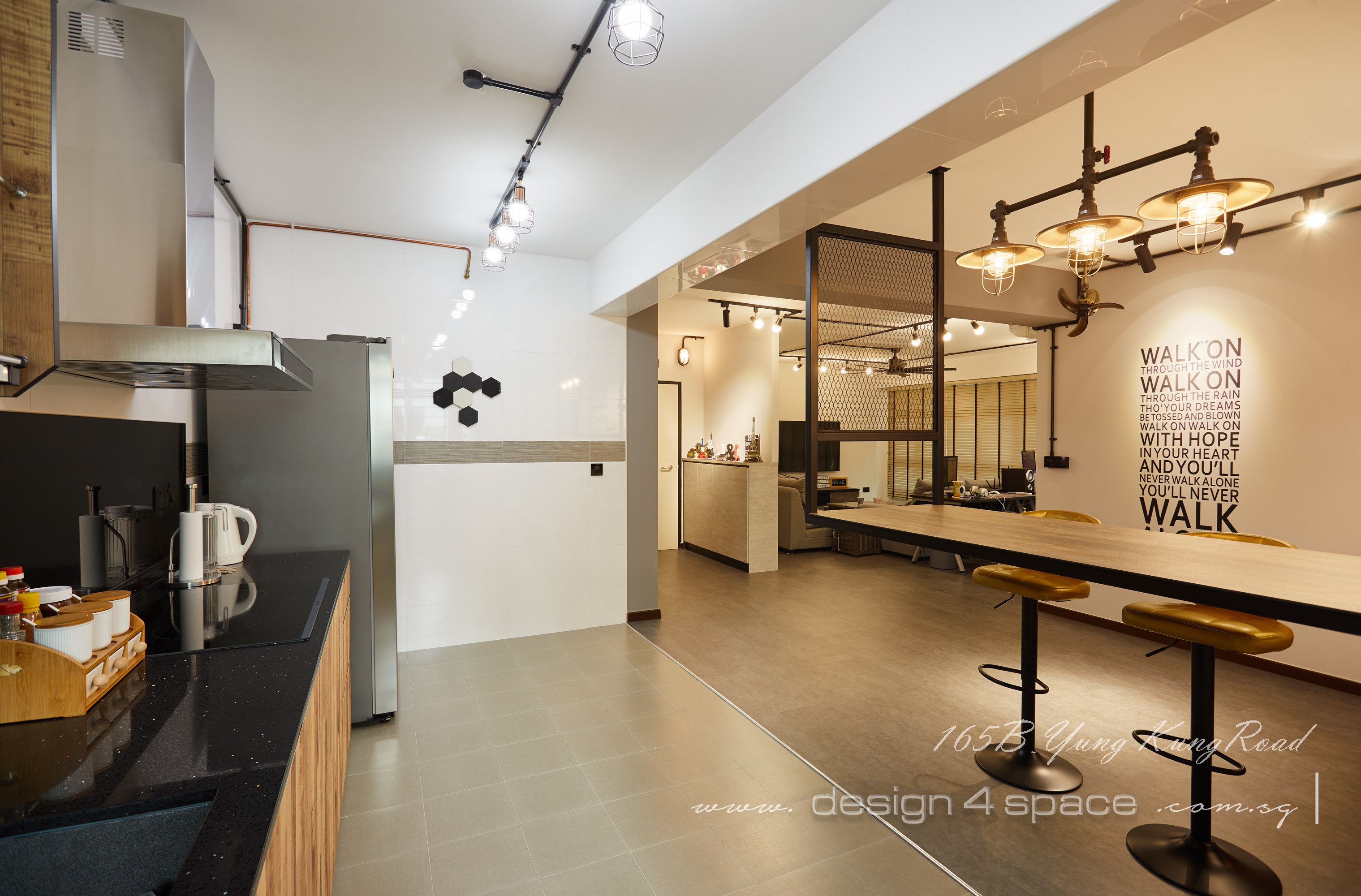 Industrial, Retro, Rustic Design - Kitchen - HDB 5 Room - Design by Design 4 Space Pte Ltd