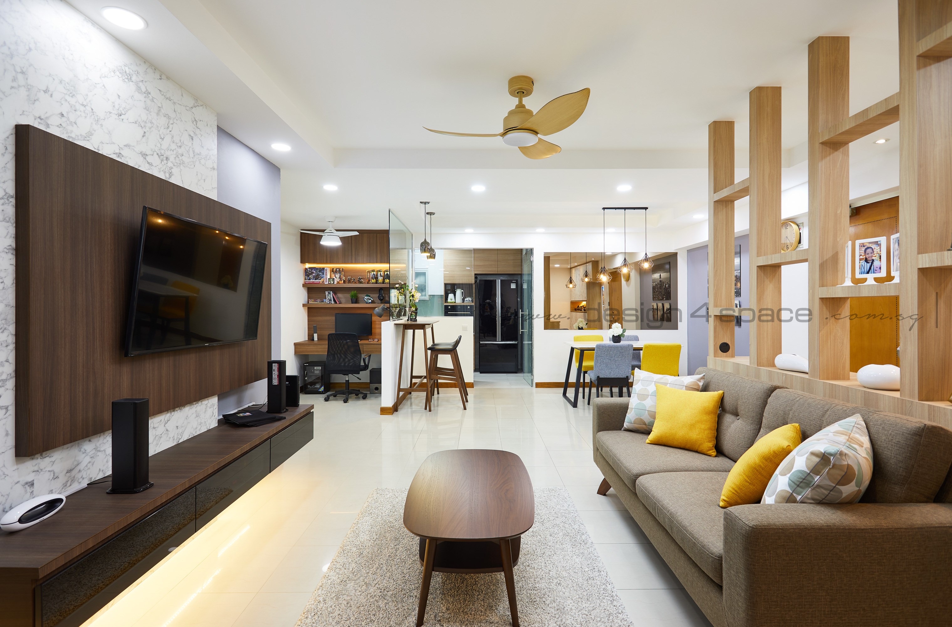 Contemporary Design - Living Room - HDB 5 Room - Design by Design 4 Space Pte Ltd