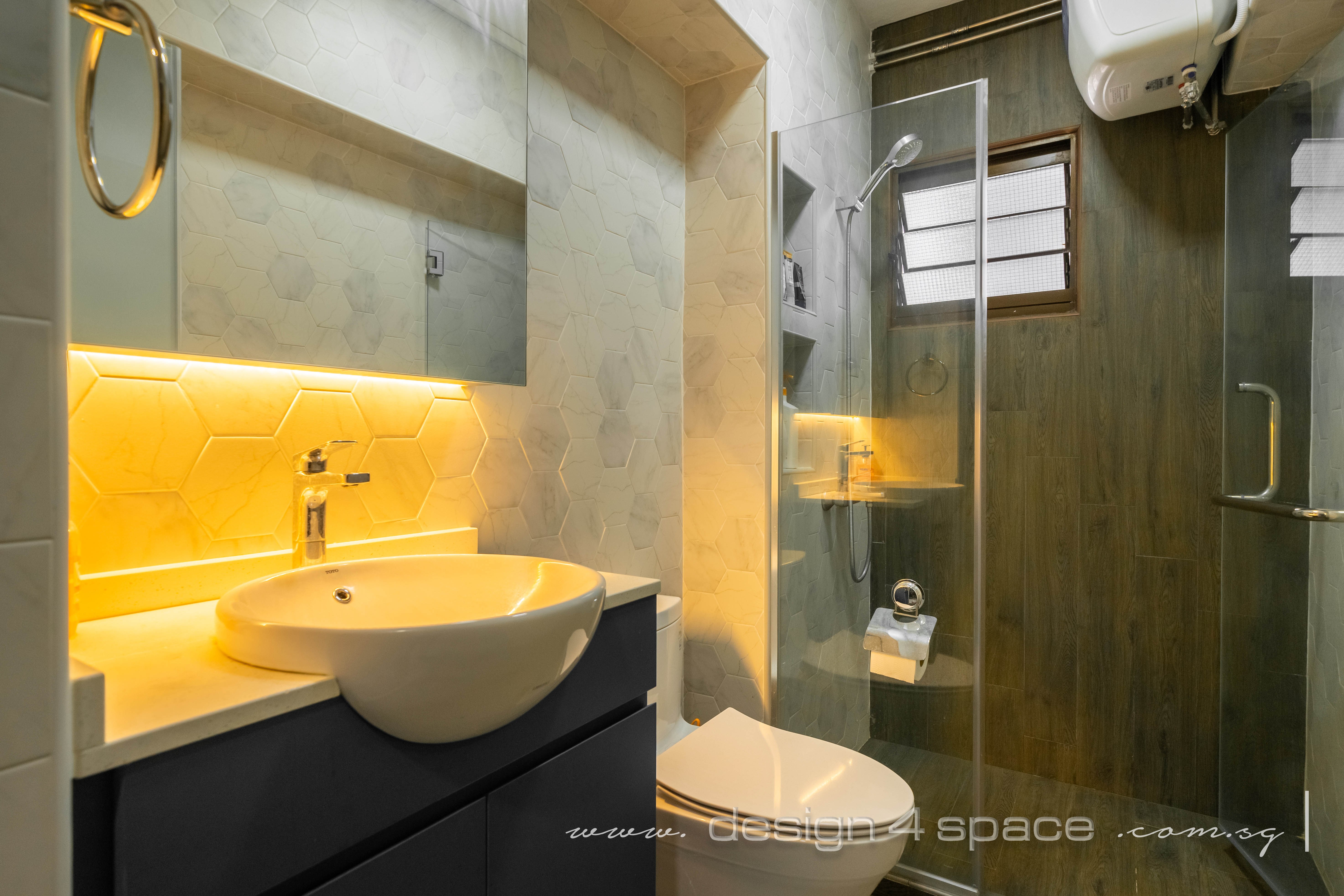 Contemporary, Scandinavian Design - Bathroom - HDB Executive Apartment - Design by Design 4 Space Pte Ltd