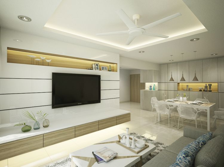 Contemporary, Tropical Design - Living Room - HDB 5 Room - Design by Designscale Pte Ltd