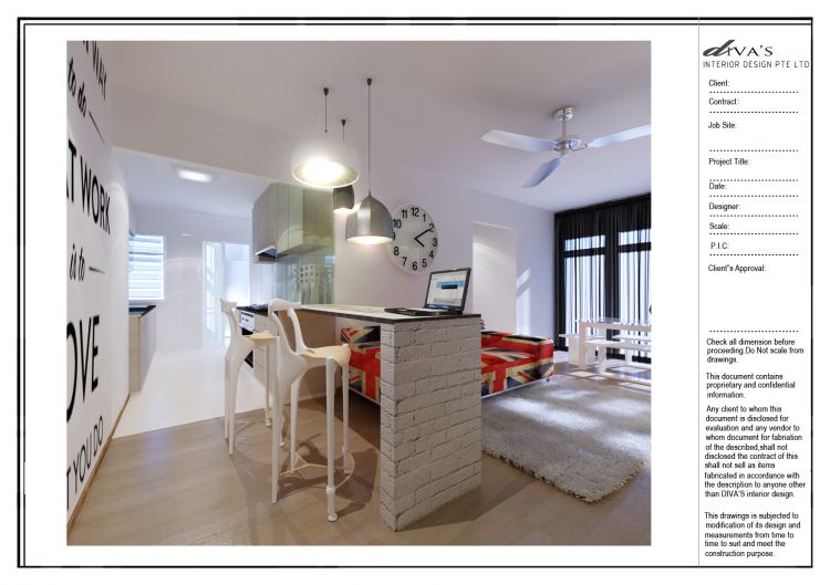 Contemporary Design - Kitchen - HDB 3 Room - Design by Diva's Interior Design Pte Ltd