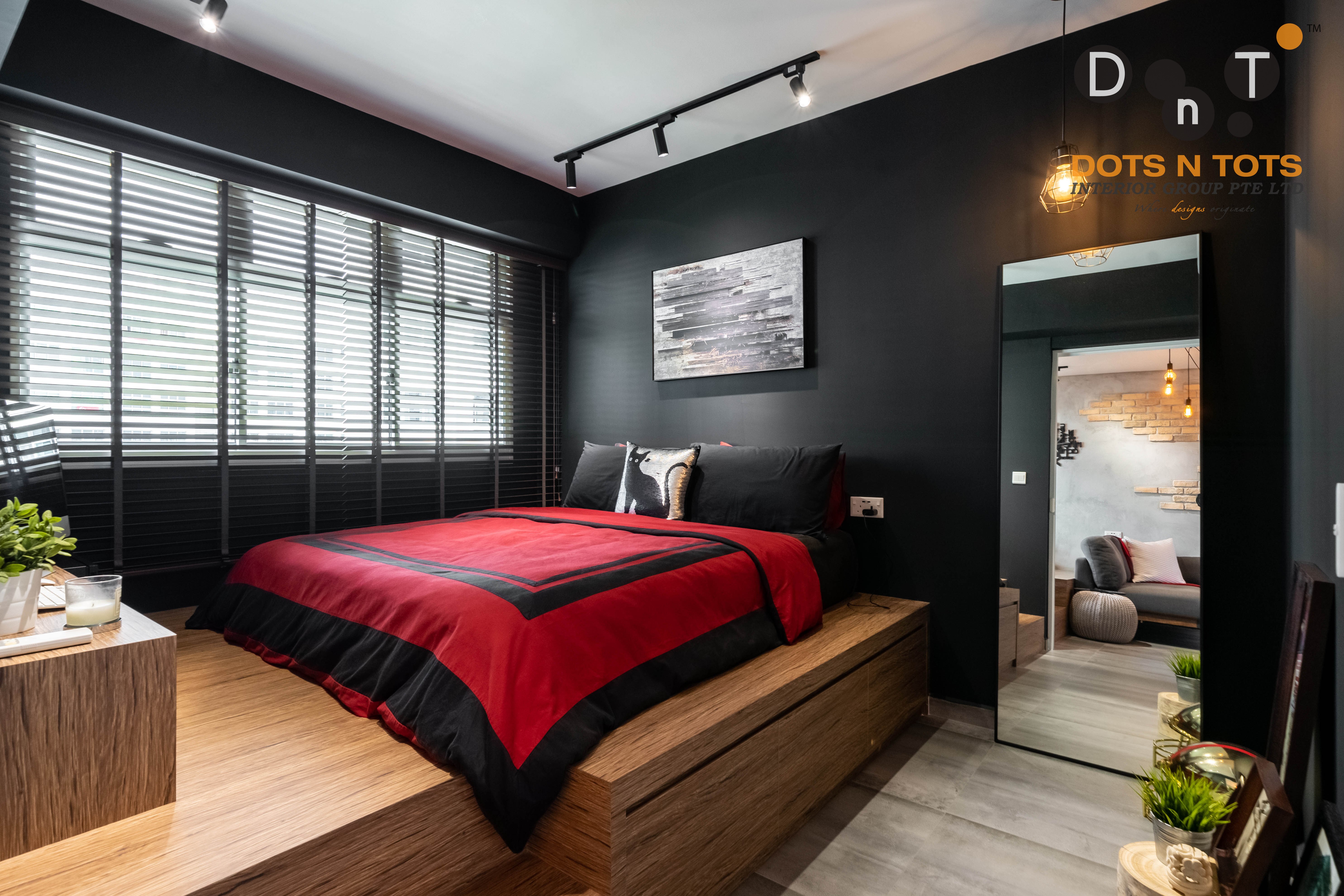 Industrial Design - Bedroom - HDB Studio Apartment - Design by Dots n Tots Interior Pte Ltd