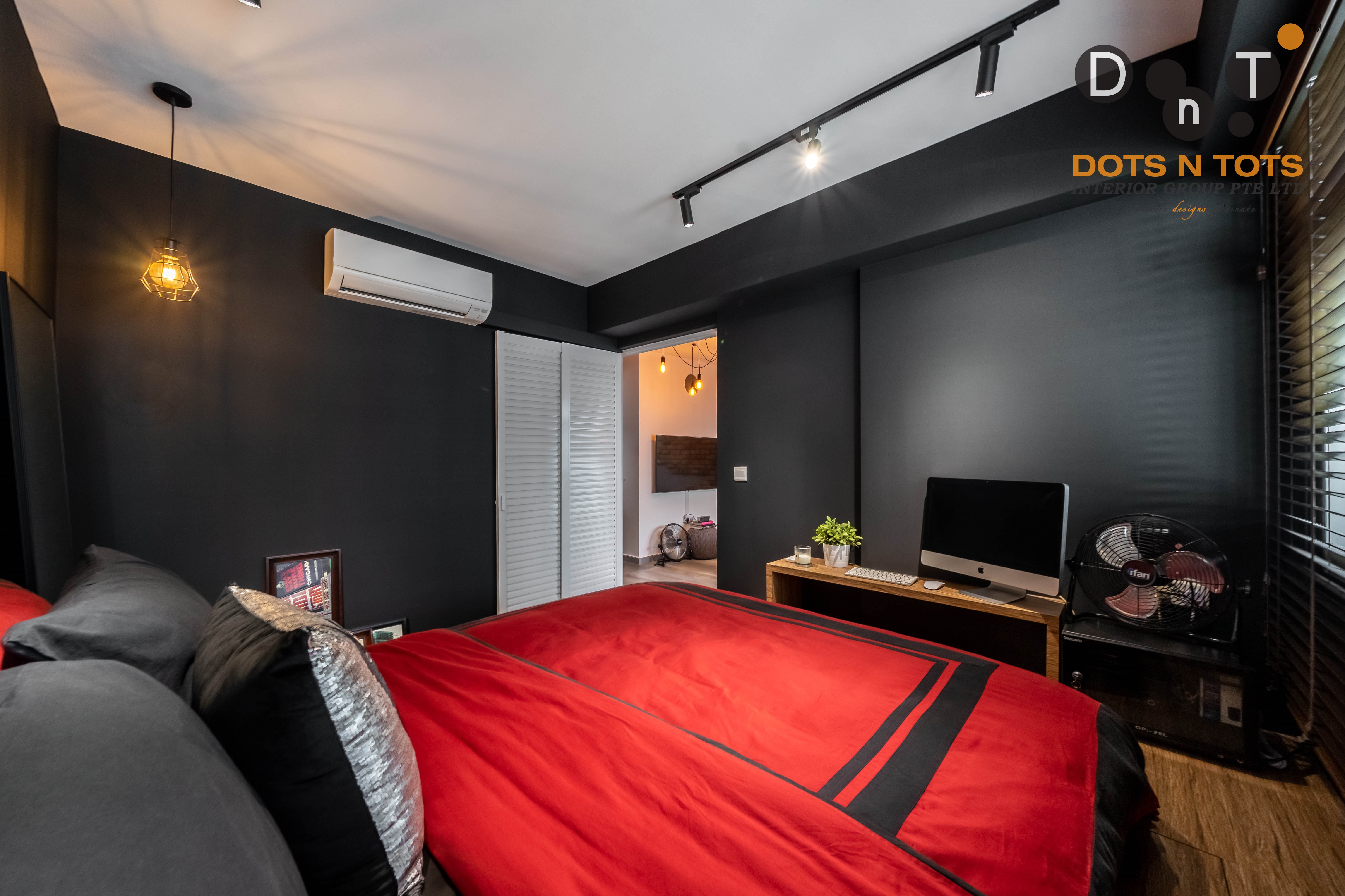 Industrial Design - Bedroom - HDB Studio Apartment - Design by Dots n Tots Interior Pte Ltd