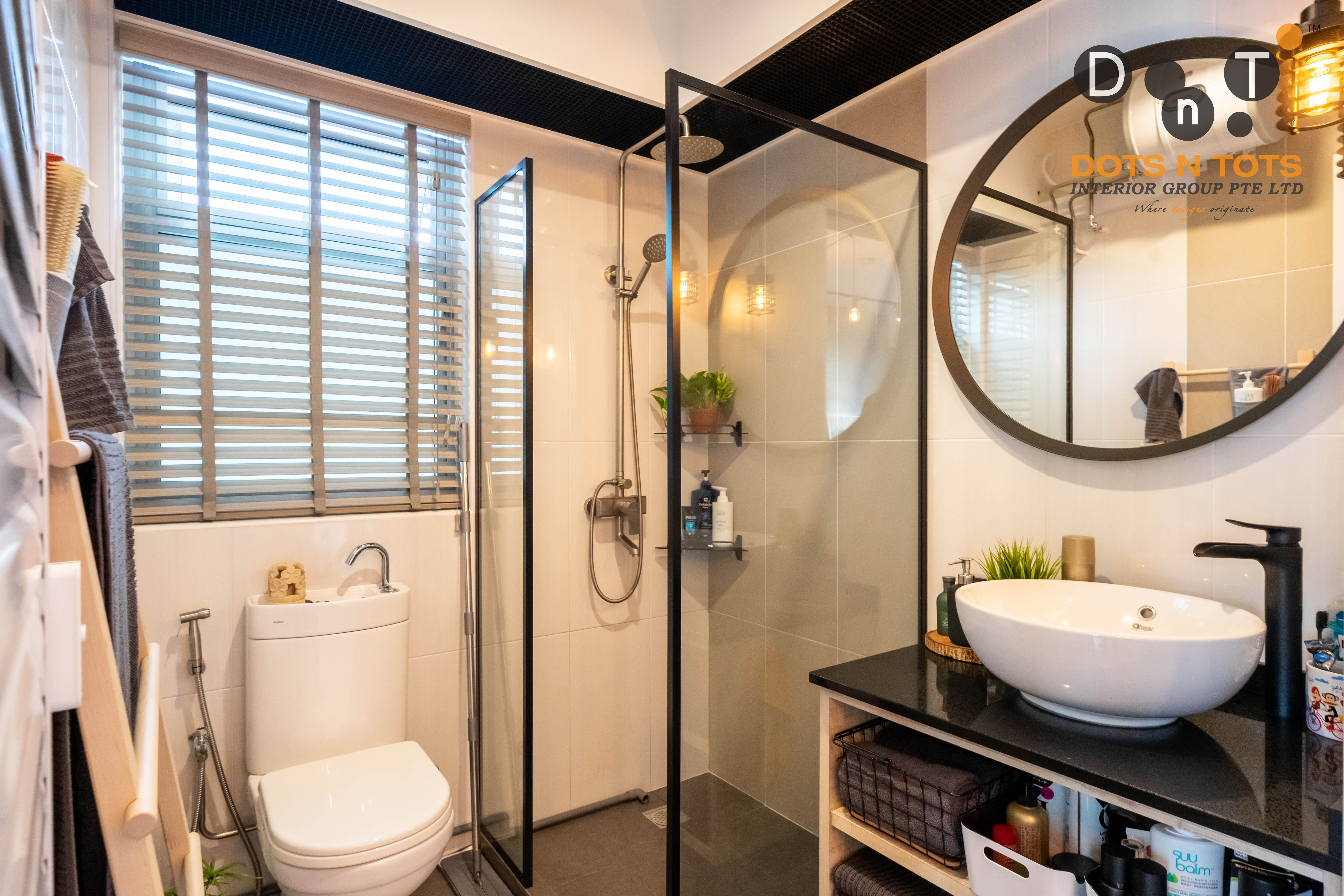 Industrial Design - Bathroom - HDB Studio Apartment - Design by Dots n Tots Interior Pte Ltd