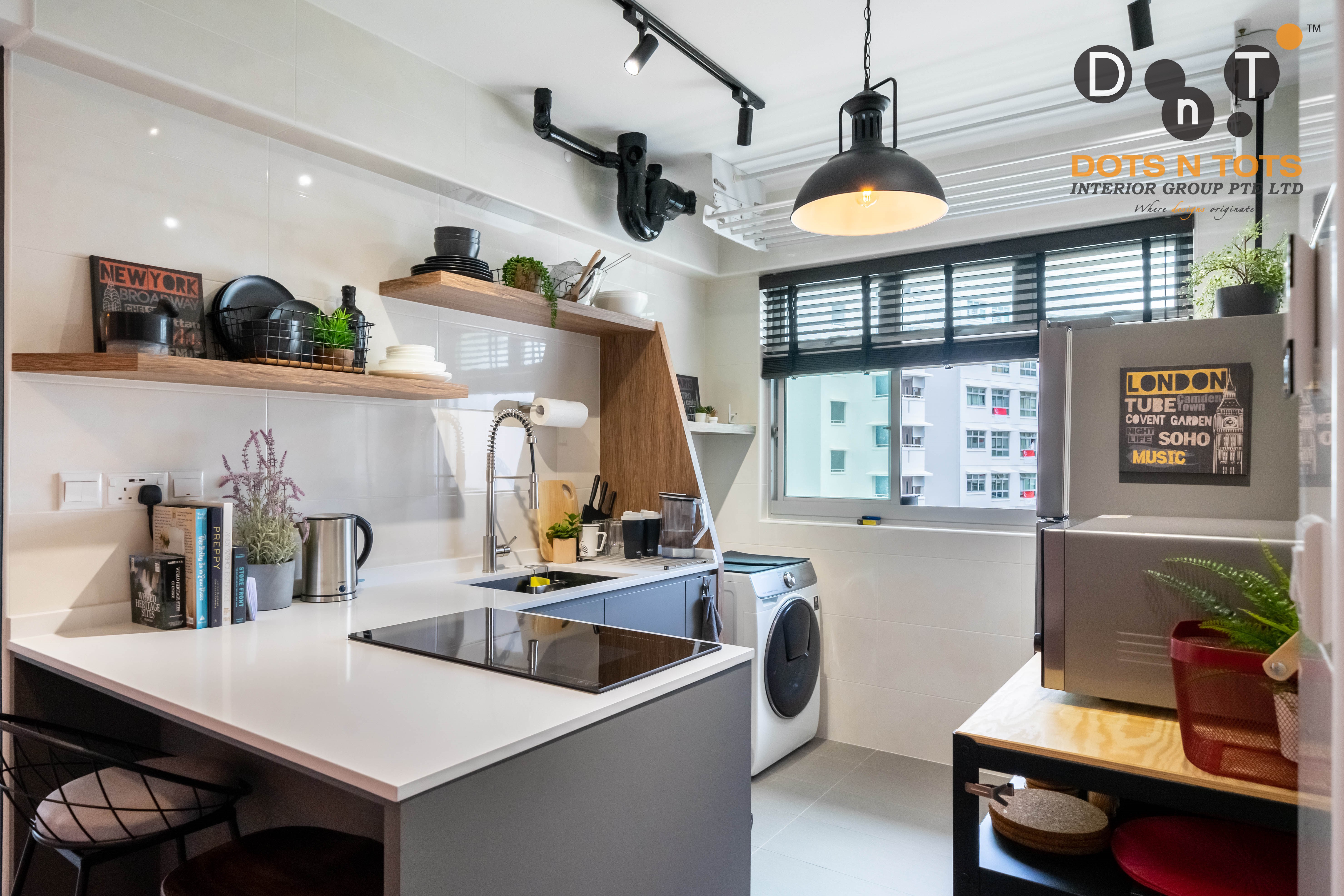 Industrial Design - Kitchen - HDB Studio Apartment - Design by Dots n Tots Interior Pte Ltd