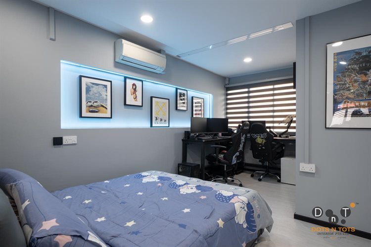 Contemporary, Modern Design - Bedroom - HDB 3 Room - Design by Dots n Tots Interior Pte Ltd