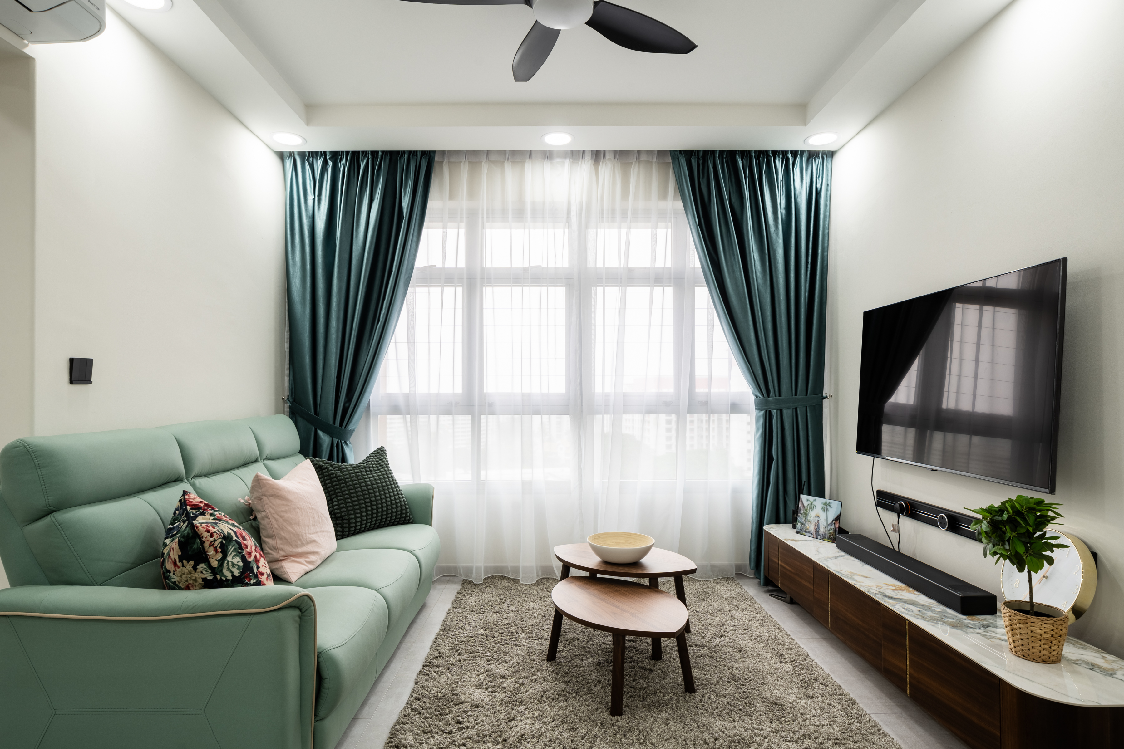Contemporary, Modern Design - Living Room - HDB 4 Room - Design by Dots n Tots Interior Pte Ltd
