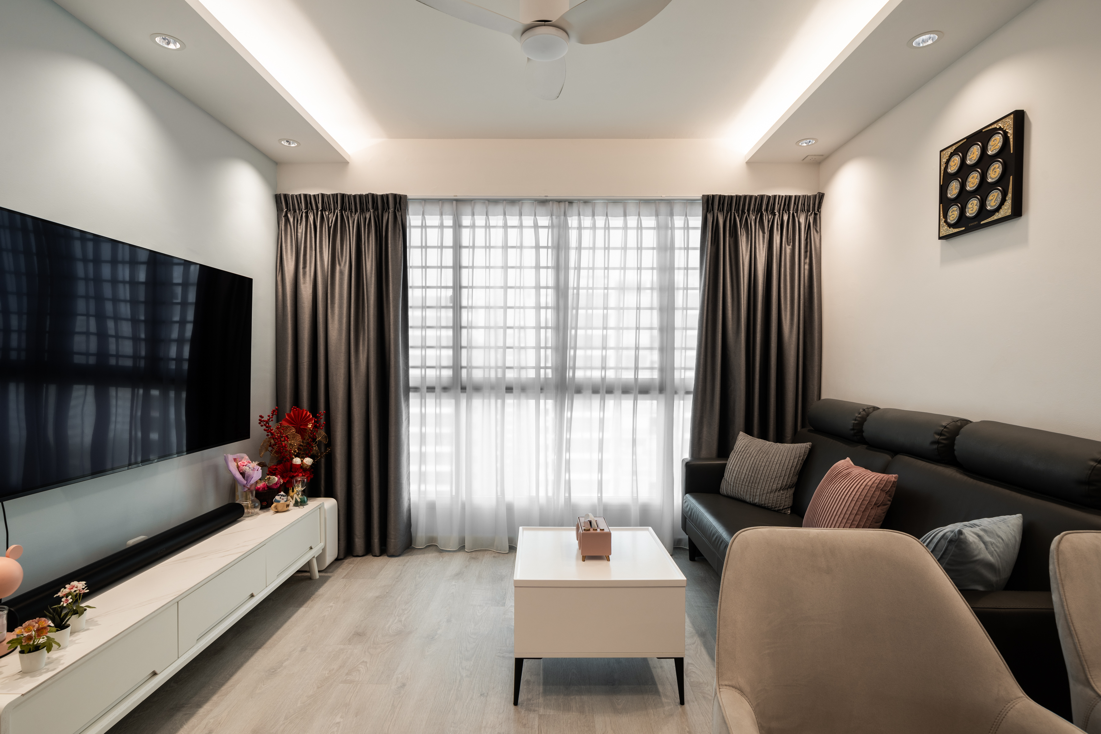 Contemporary, Modern Design - Living Room - HDB 4 Room - Design by Dots n Tots Interior Pte Ltd