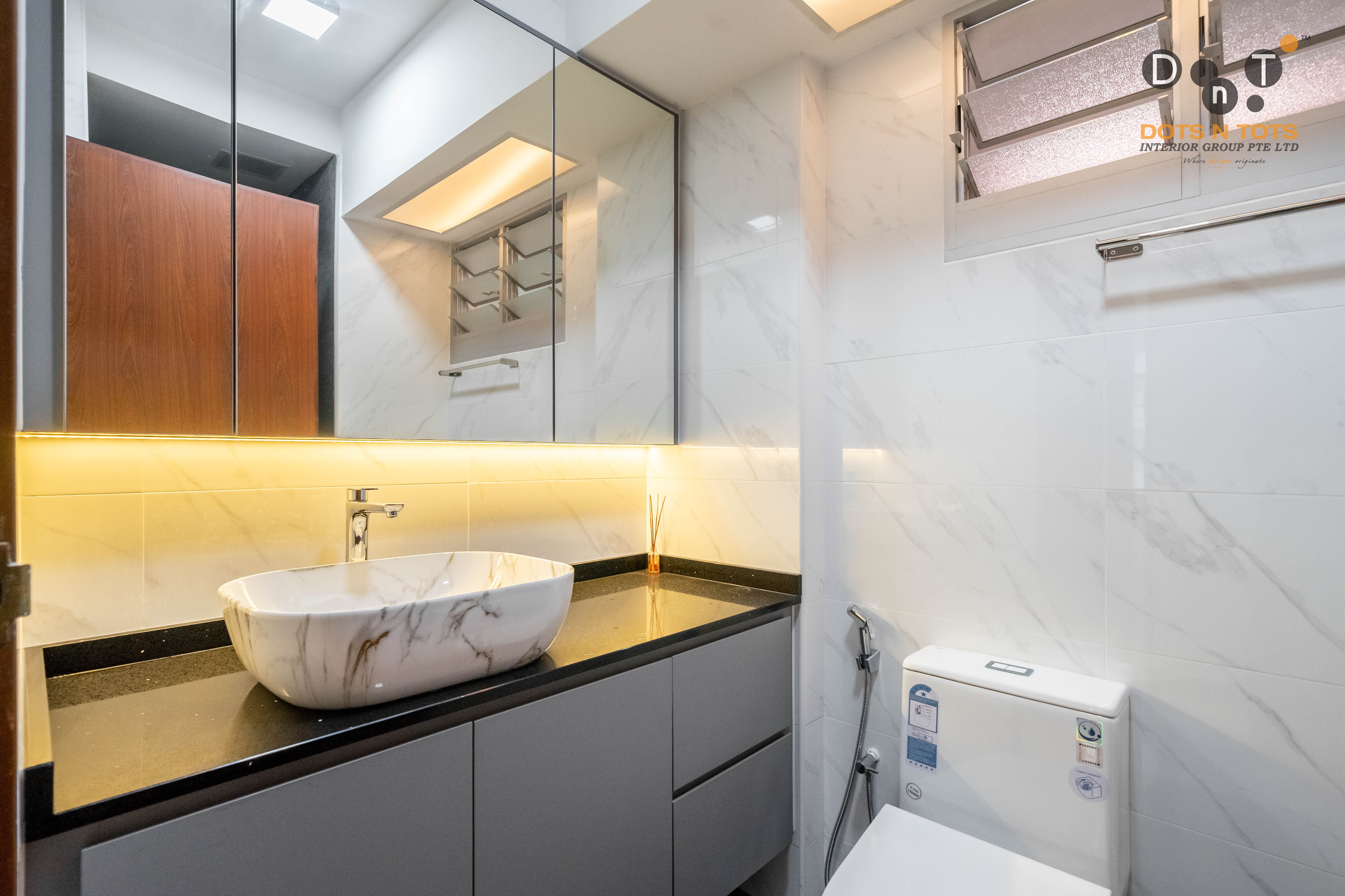Contemporary Design - Bathroom - HDB 4 Room - Design by Dots n Tots Interior Pte Ltd