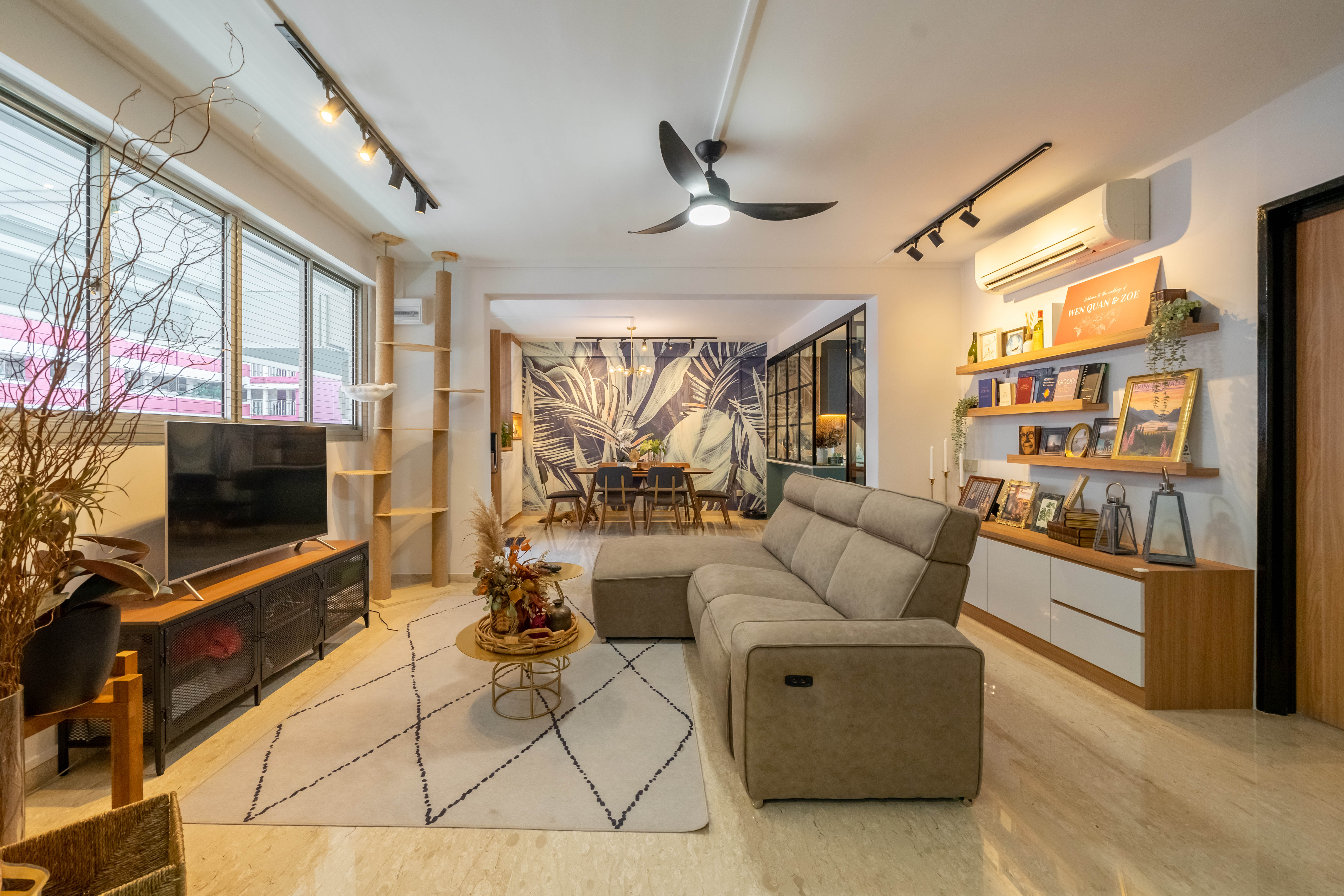 Scandinavian, Tropical Design - Living Room - HDB 4 Room - Design by Dots n Tots Interior Pte Ltd