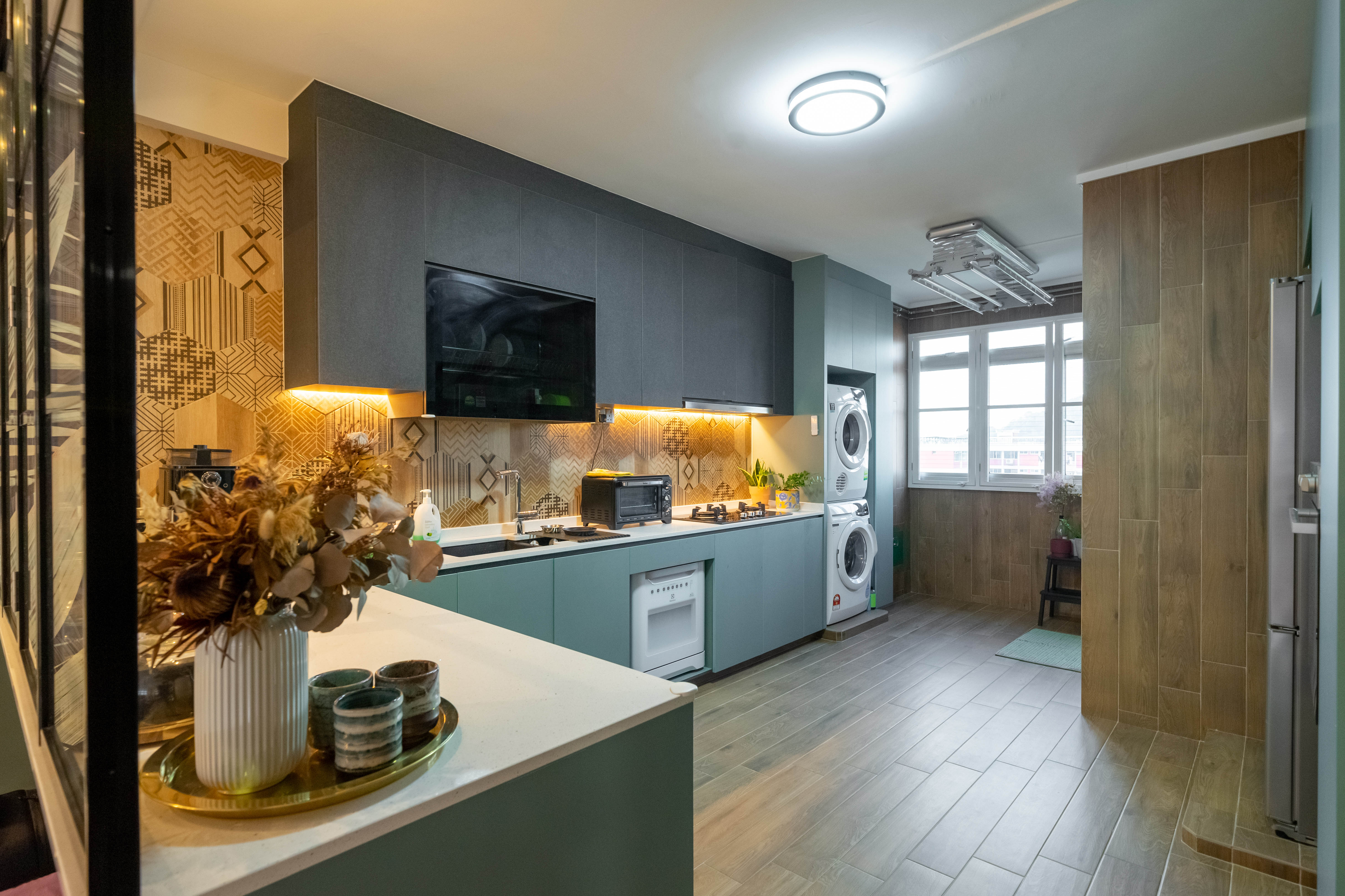 Scandinavian, Tropical Design - Kitchen - HDB 4 Room - Design by Dots n Tots Interior Pte Ltd
