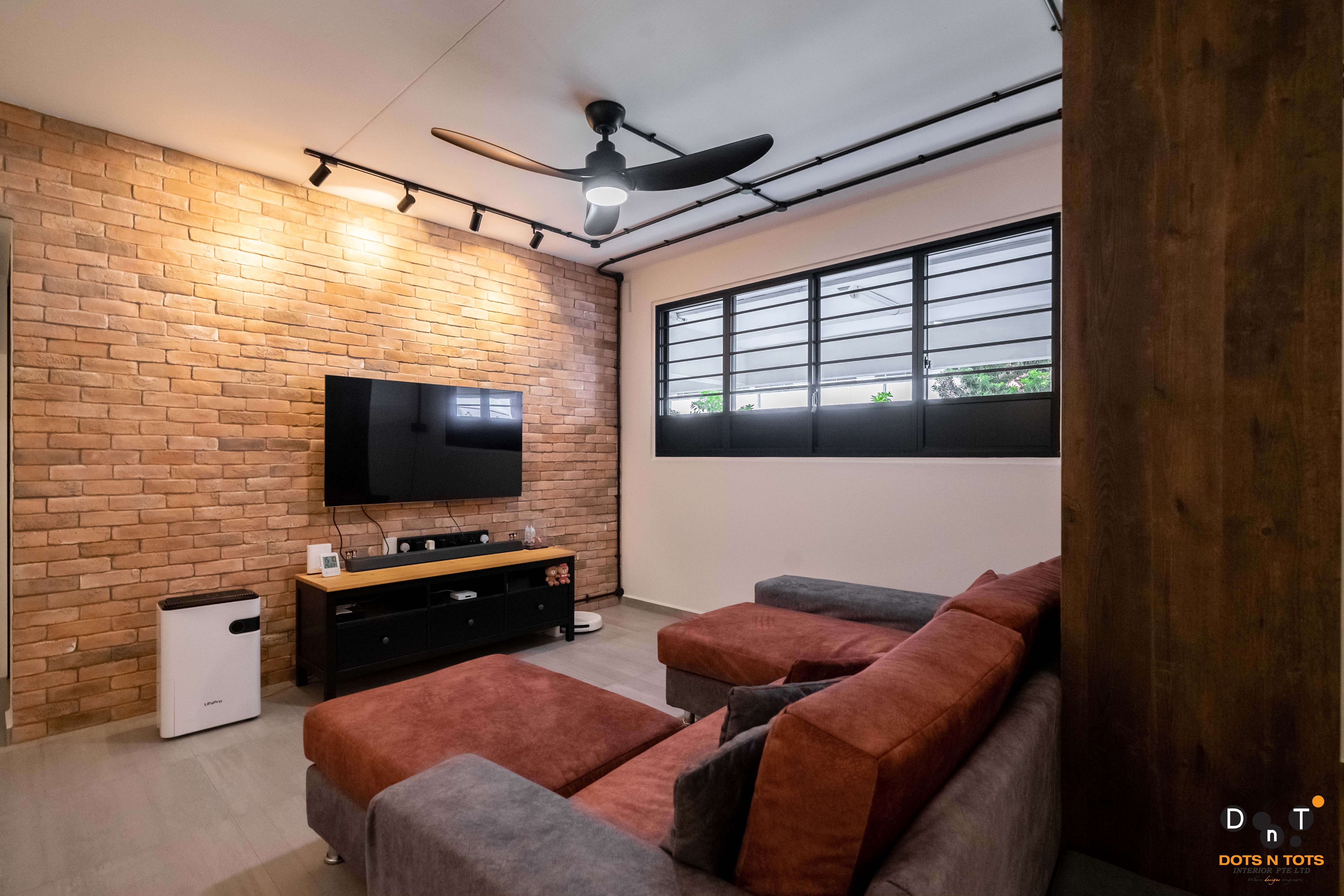 Eclectic, Industrial Design - Living Room - HDB 4 Room - Design by Dots n Tots Interior Pte Ltd