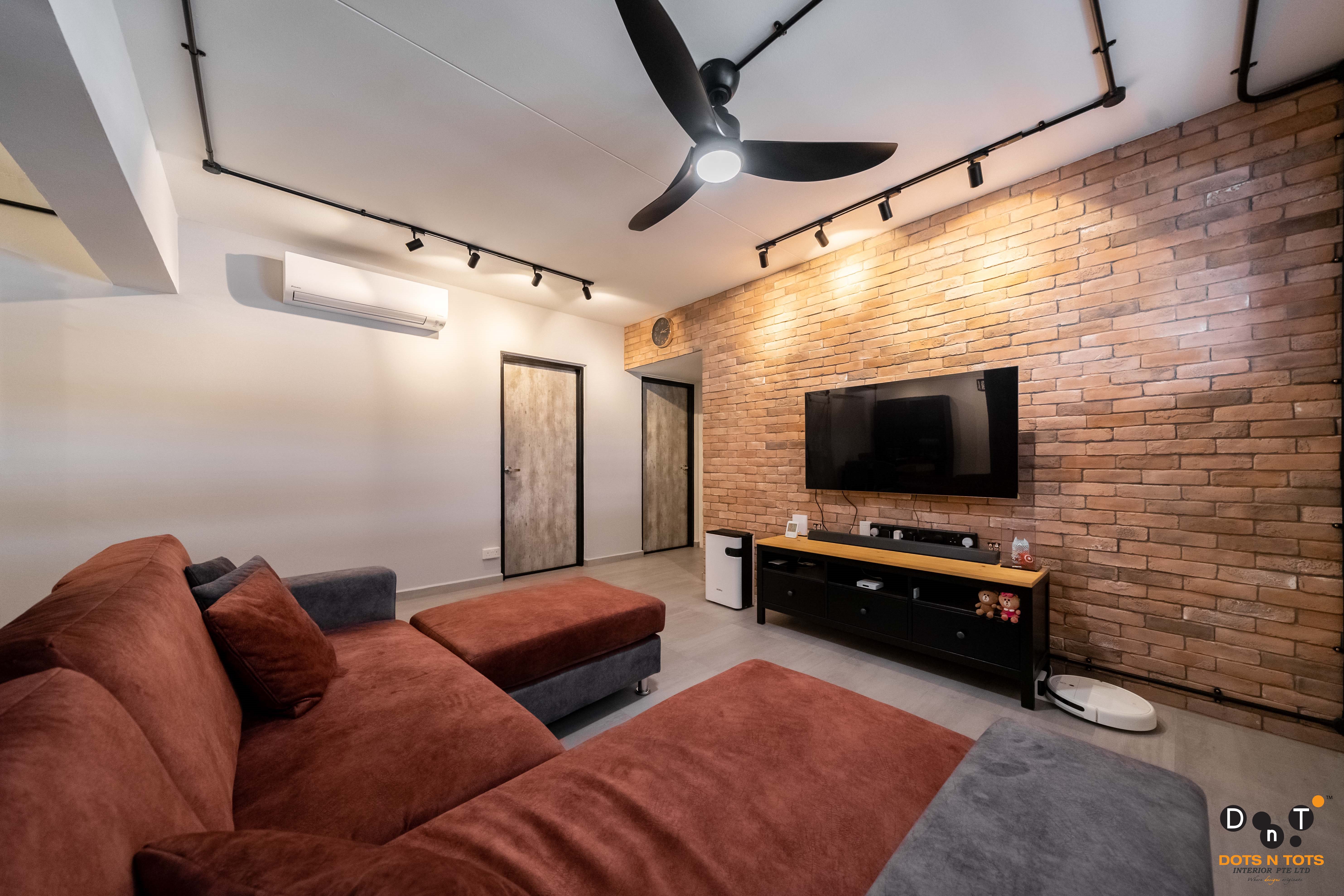 Eclectic, Industrial Design - Living Room - HDB 4 Room - Design by Dots n Tots Interior Pte Ltd