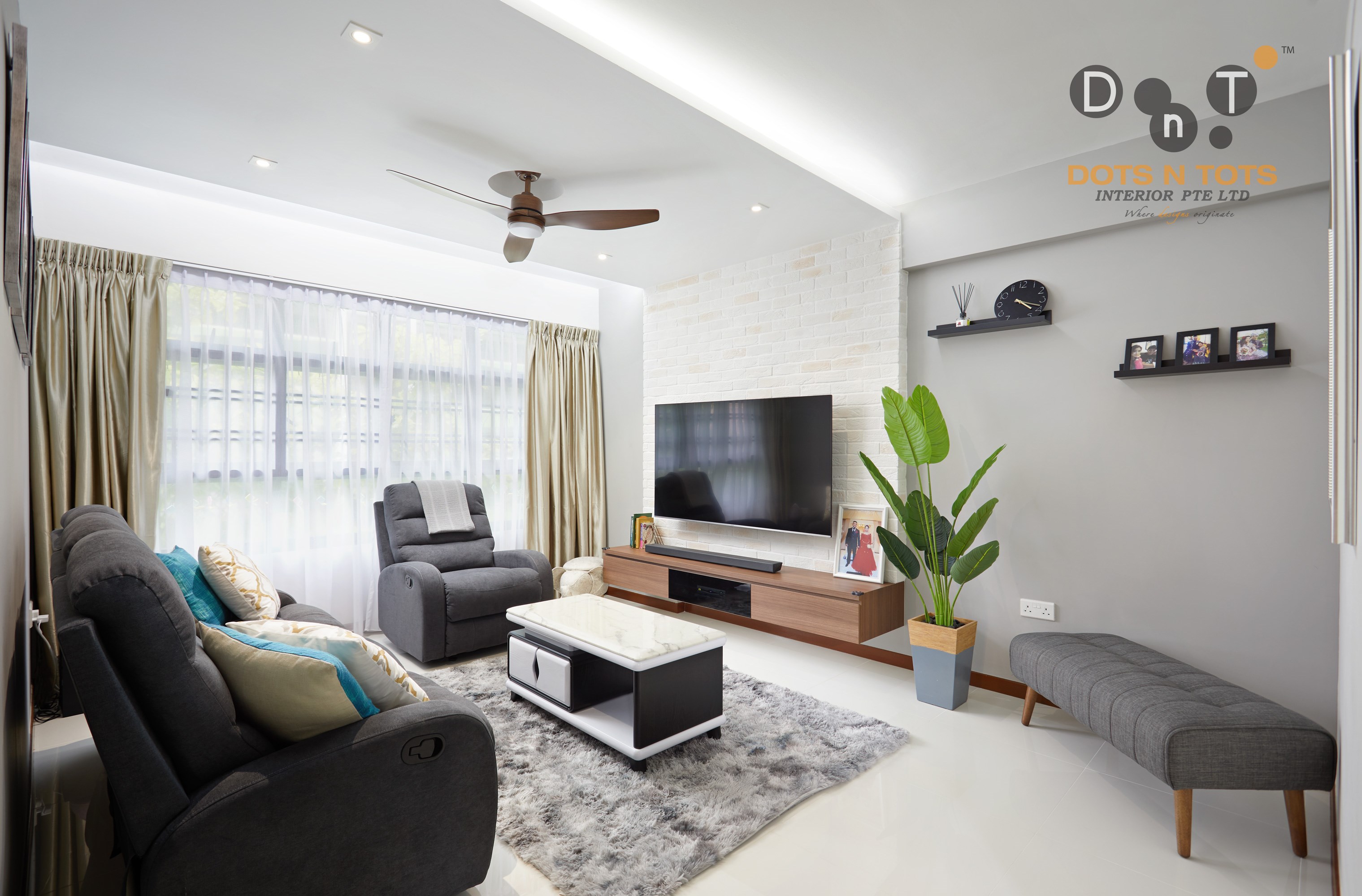 Scandinavian Design - Living Room - HDB 4 Room - Design by Dots n Tots Interior Pte Ltd