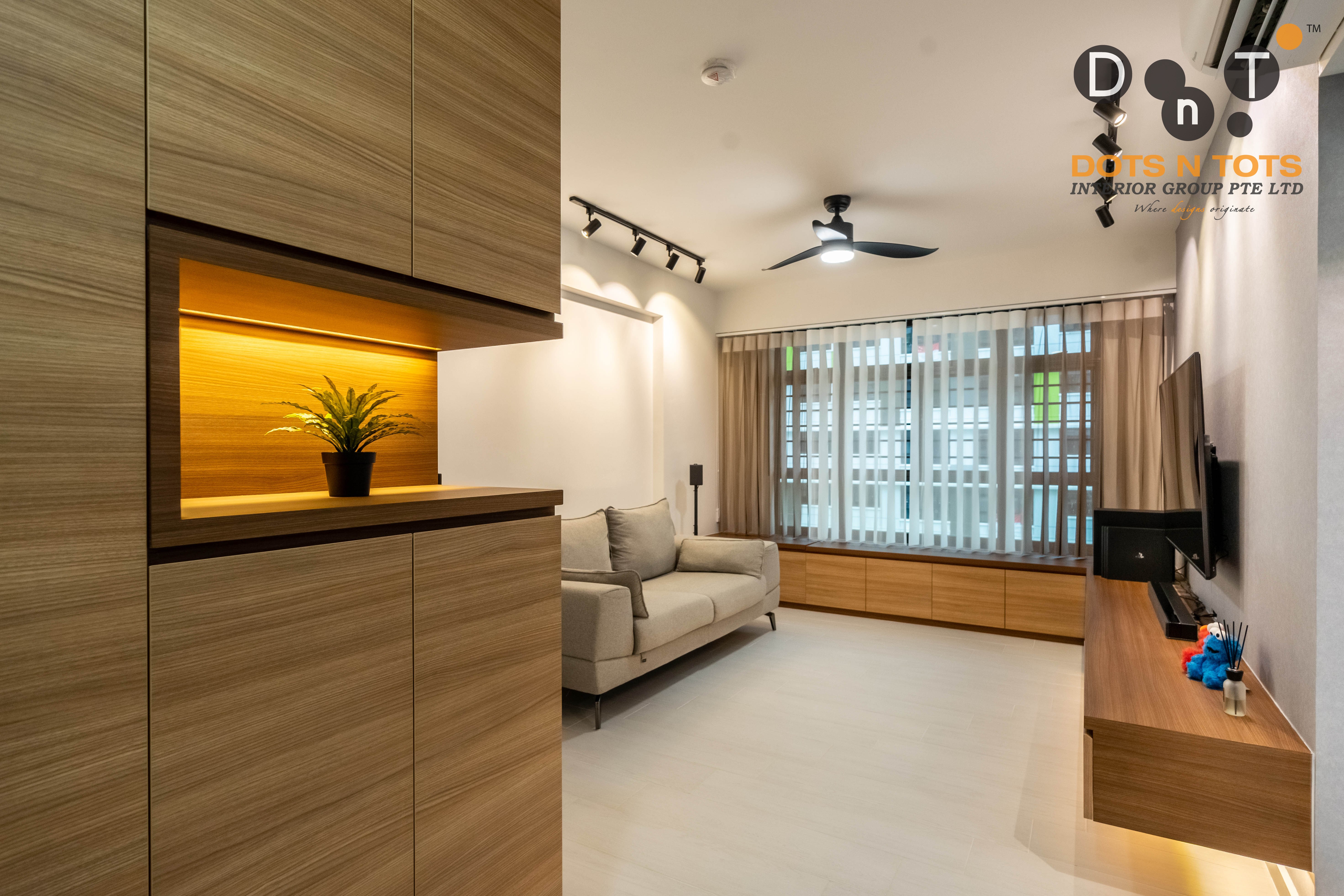 Contemporary Design - Living Room - HDB 4 Room - Design by Dots n Tots Interior Pte Ltd