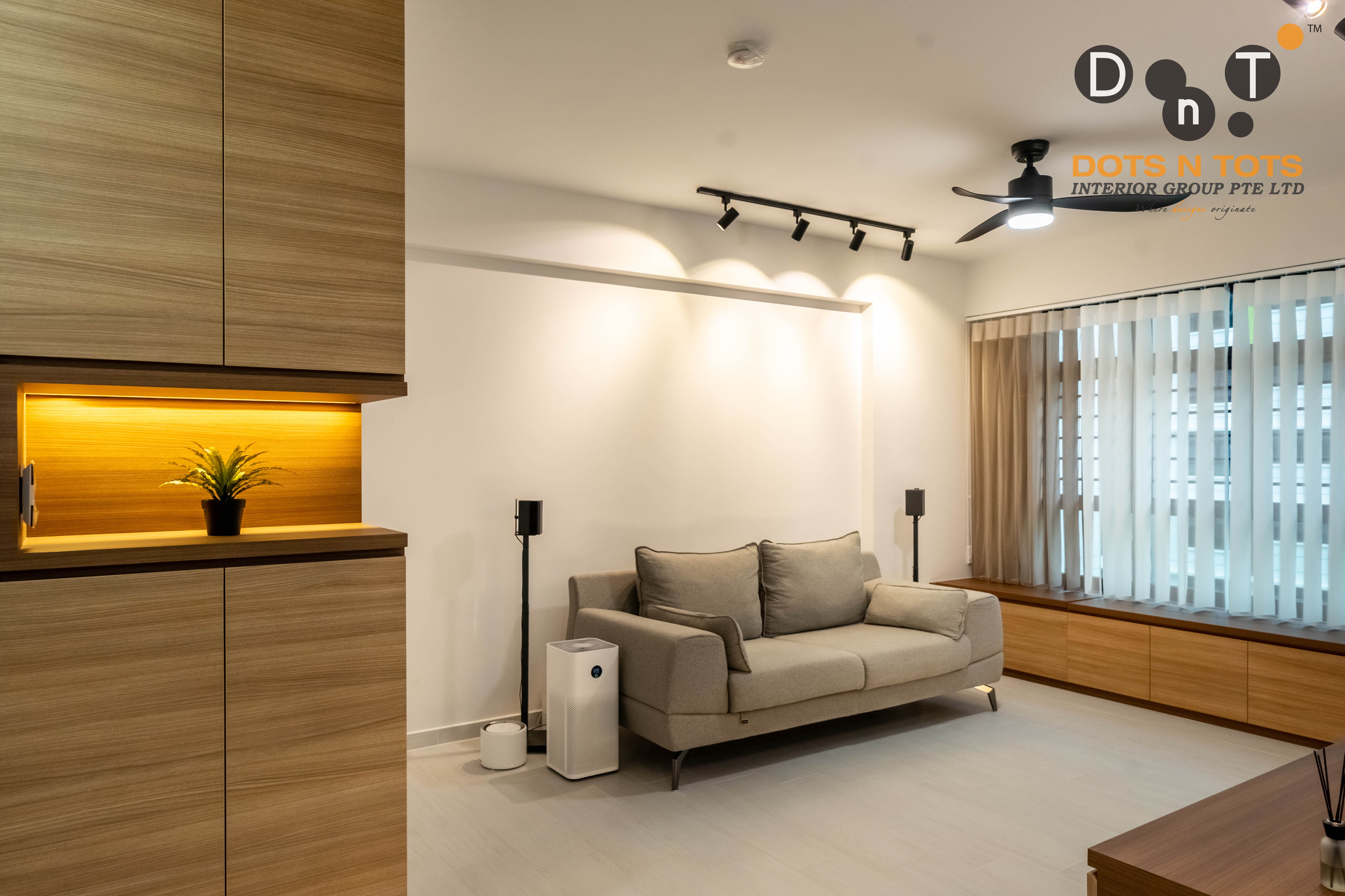 Contemporary Design - Living Room - HDB 4 Room - Design by Dots n Tots Interior Pte Ltd