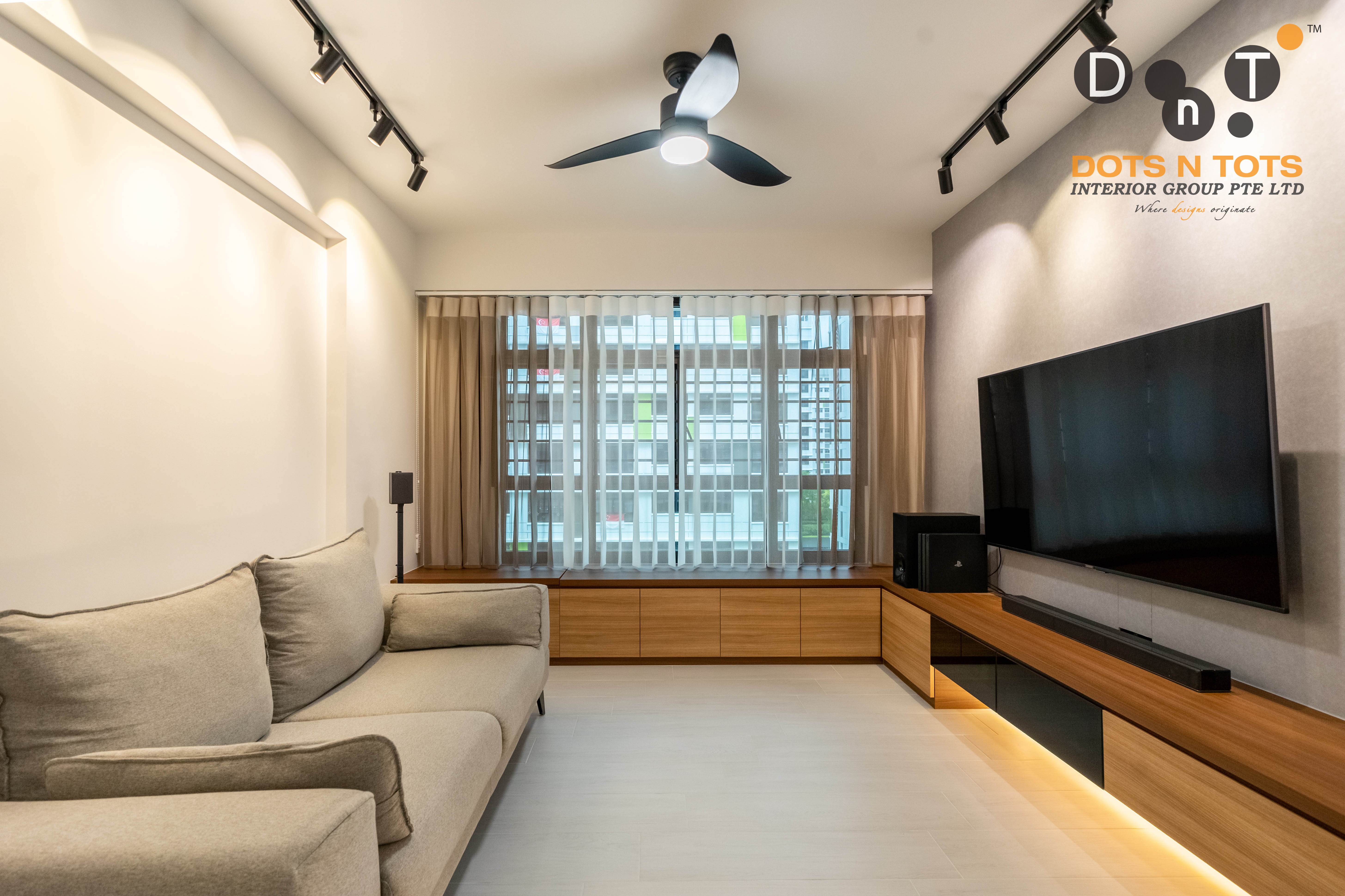 Contemporary Design - Living Room - HDB 4 Room - Design by Dots n Tots Interior Pte Ltd