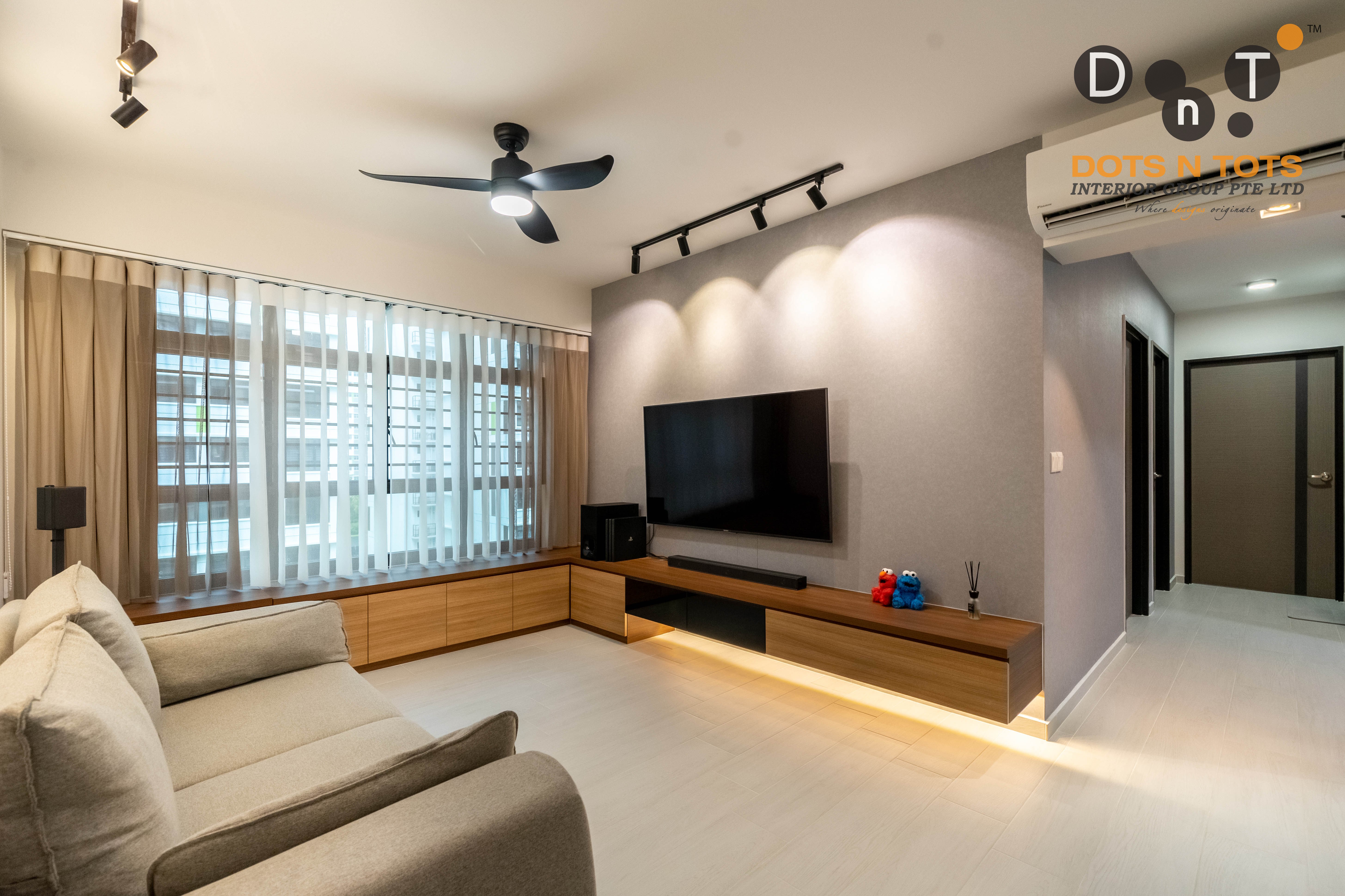 Contemporary Design - Living Room - HDB 4 Room - Design by Dots n Tots Interior Pte Ltd