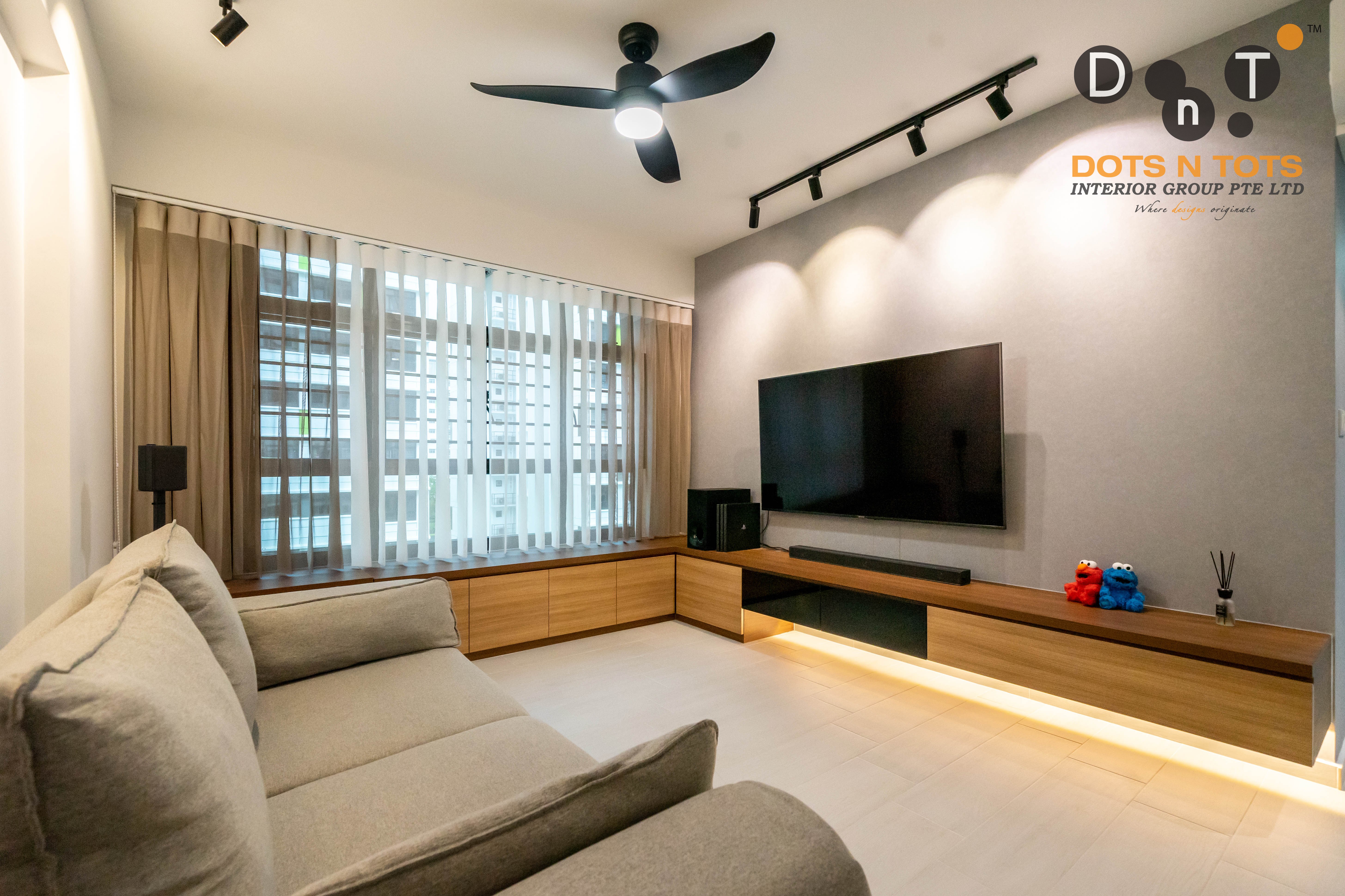 Contemporary Design - Living Room - HDB 4 Room - Design by Dots n Tots Interior Pte Ltd