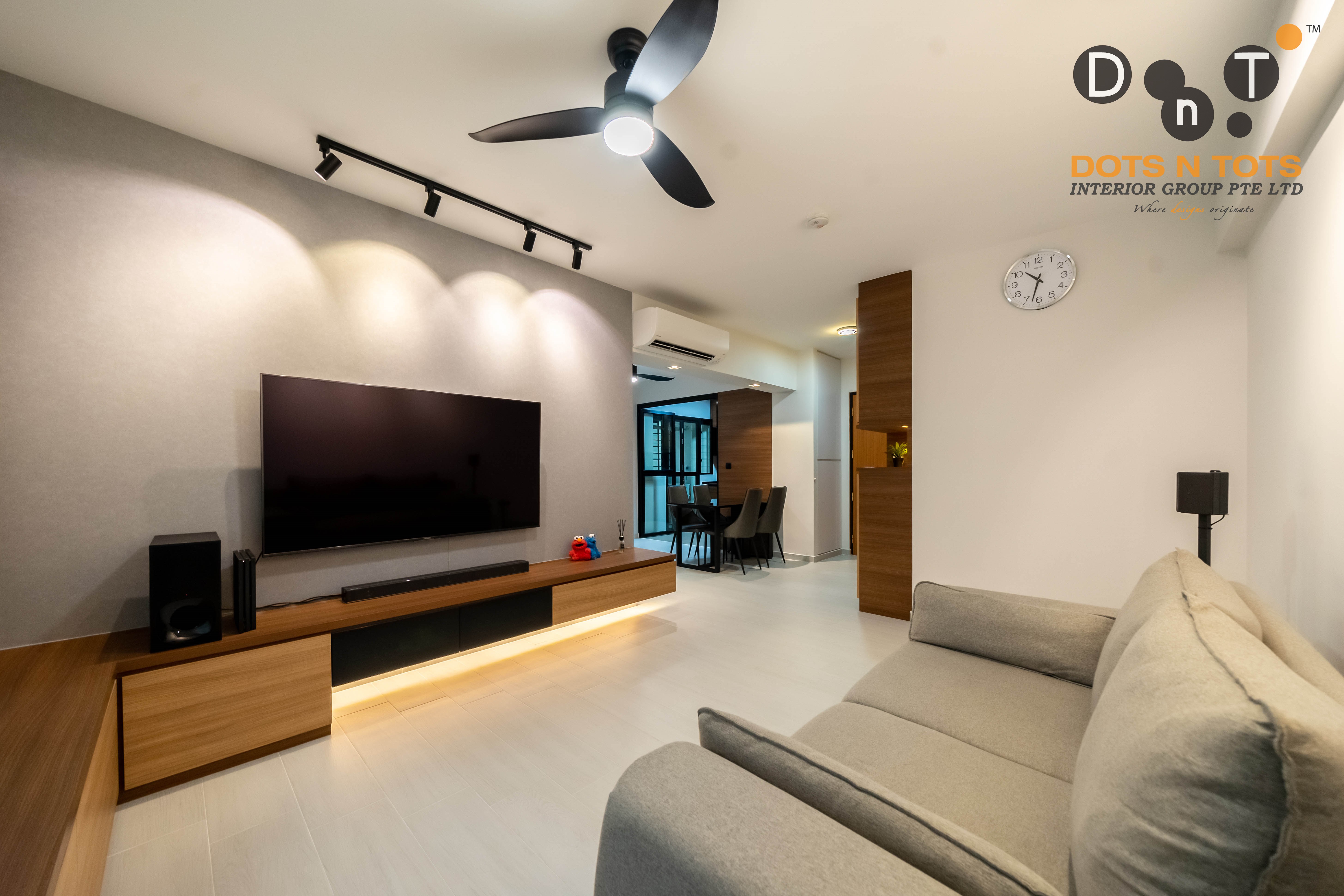 Contemporary Design - Living Room - HDB 4 Room - Design by Dots n Tots Interior Pte Ltd