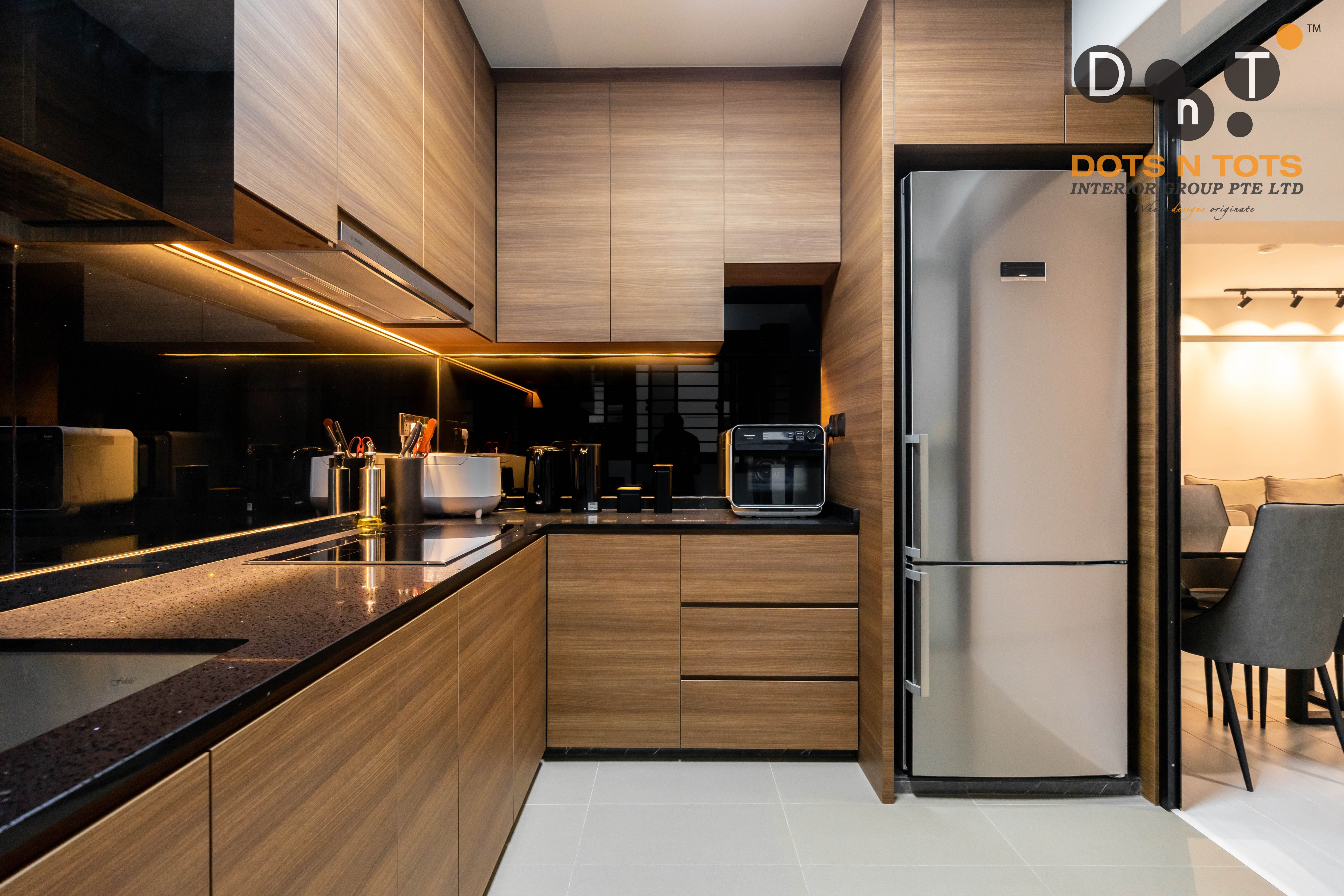 Contemporary Design - Kitchen - HDB 4 Room - Design by Dots n Tots Interior Pte Ltd