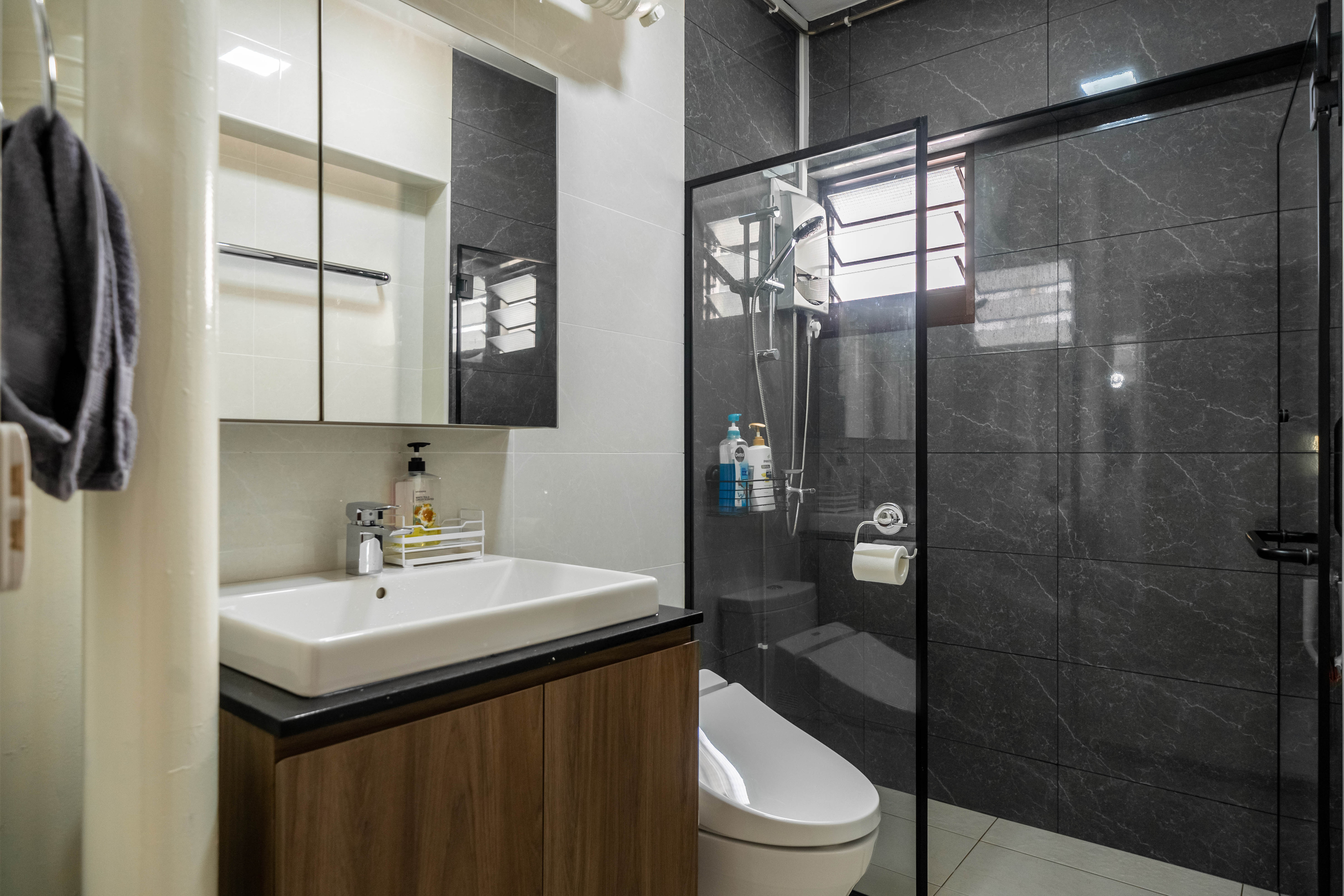 Contemporary Design - Bathroom - HDB 4 Room - Design by Dots n Tots Interior Pte Ltd