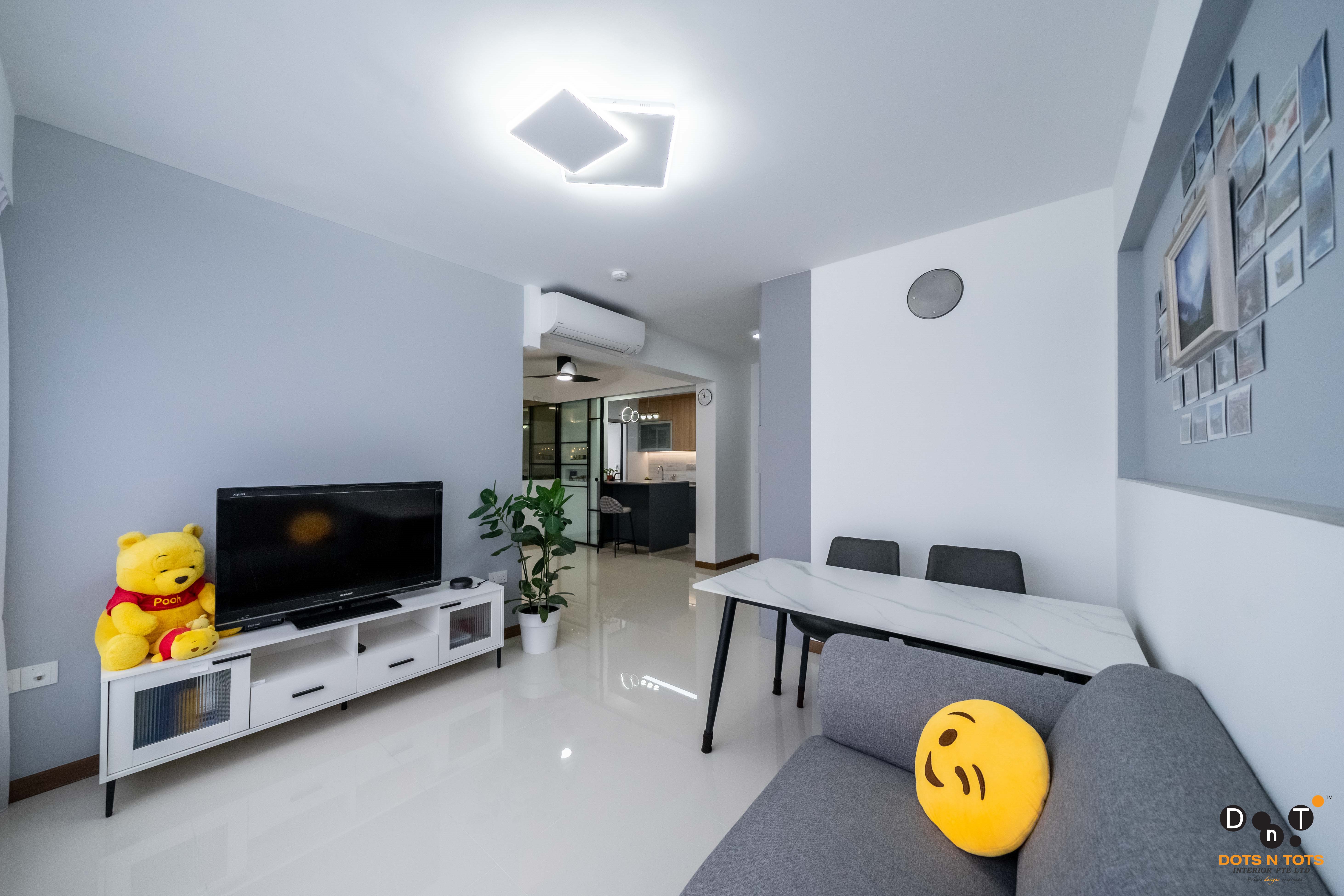 Contemporary, Modern Design - Living Room - HDB 4 Room - Design by Dots n Tots Interior Pte Ltd