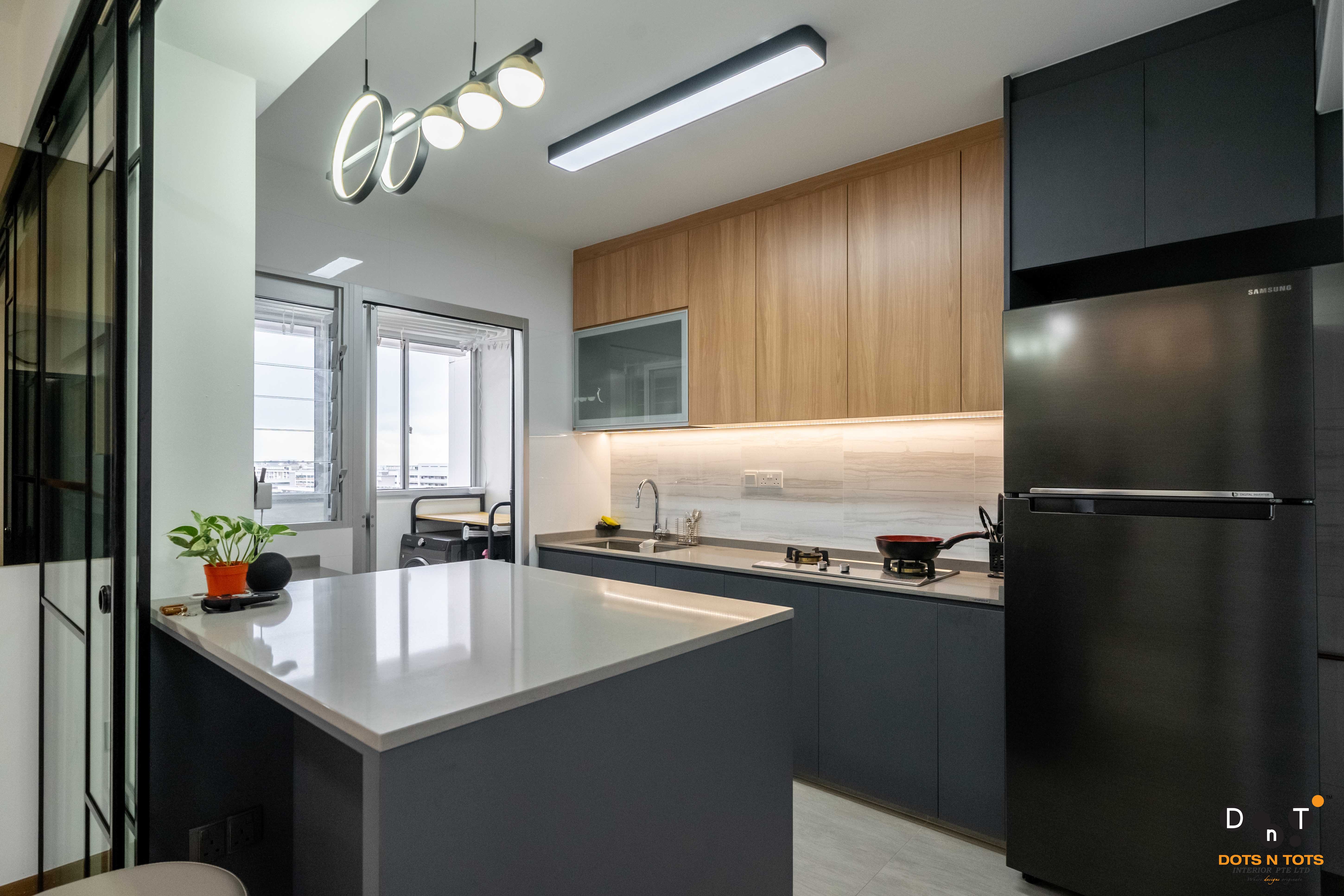 Contemporary, Modern Design - Kitchen - HDB 4 Room - Design by Dots n Tots Interior Pte Ltd