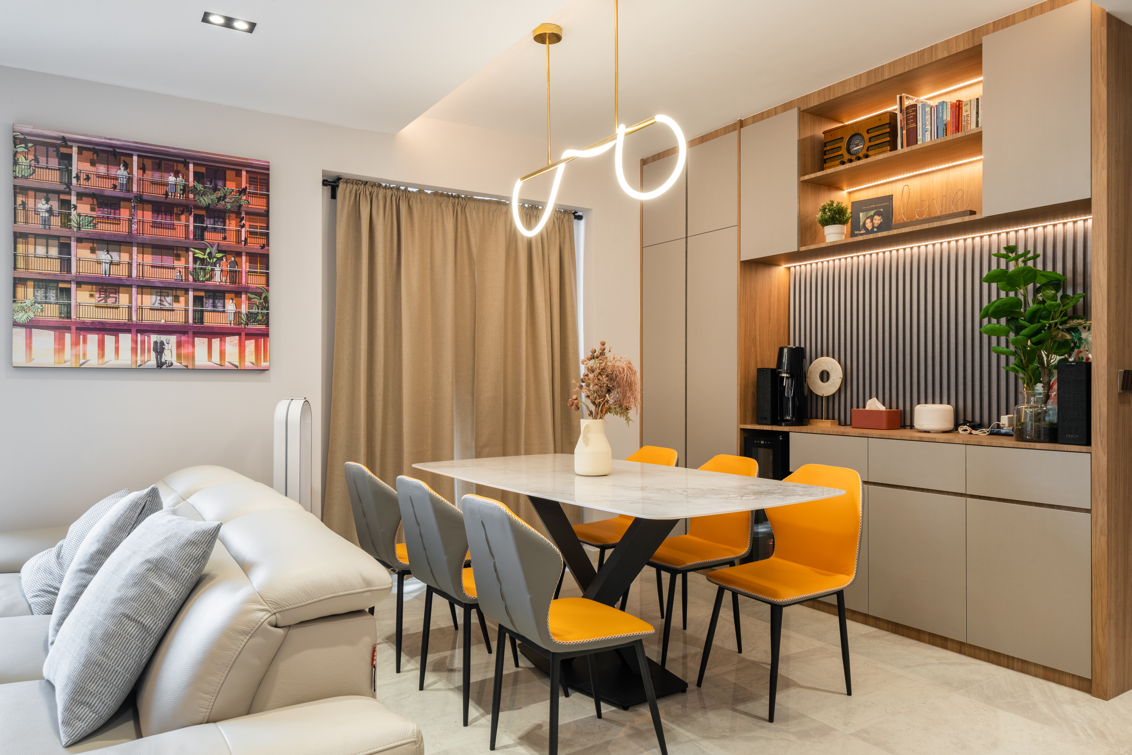 Contemporary Design - Dining Room - HDB 4 Room - Design by Dots n Tots Interior Pte Ltd