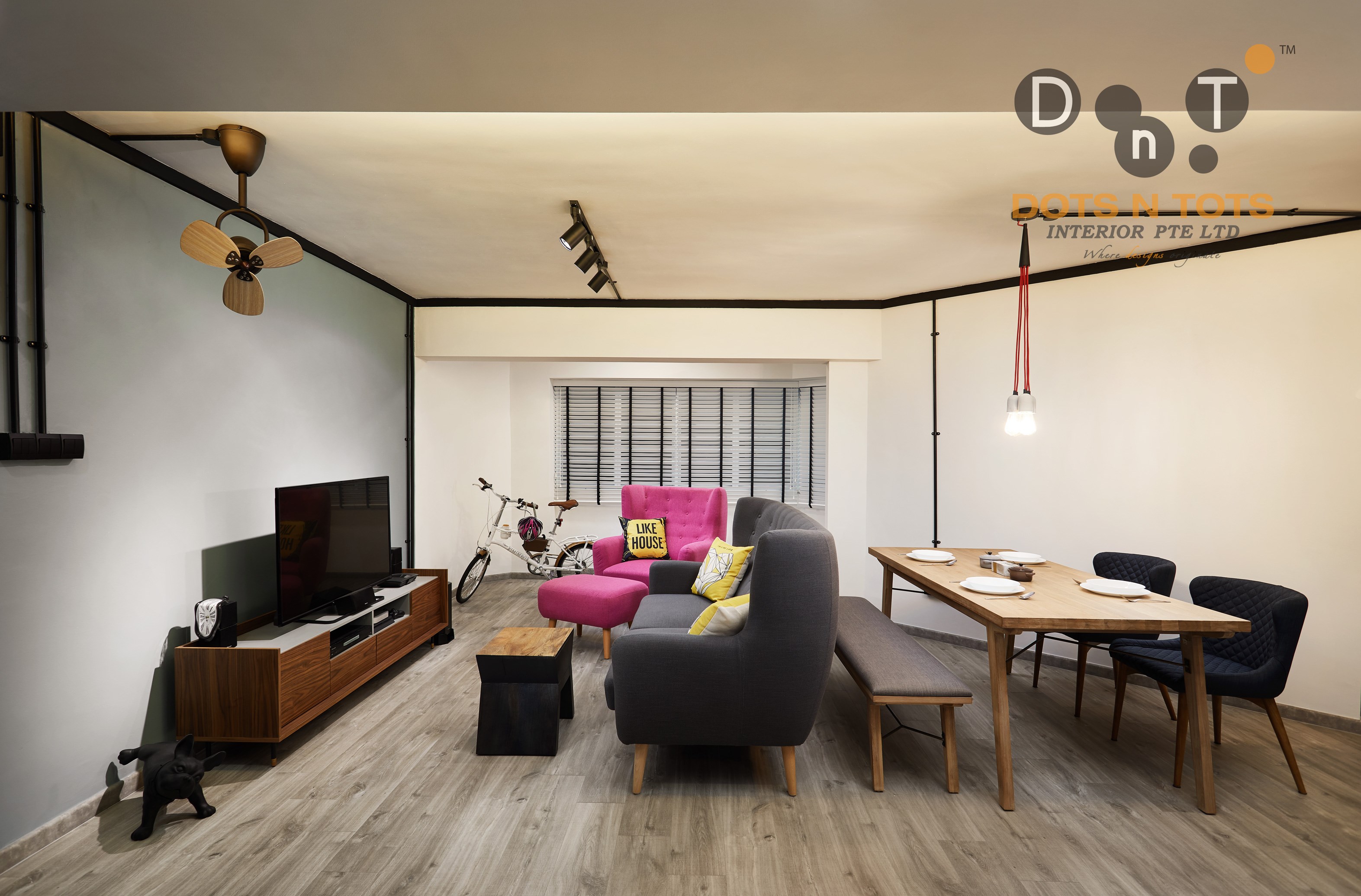 Contemporary, Minimalist Design - Living Room - HDB 5 Room - Design by Dots n Tots Interior Pte Ltd